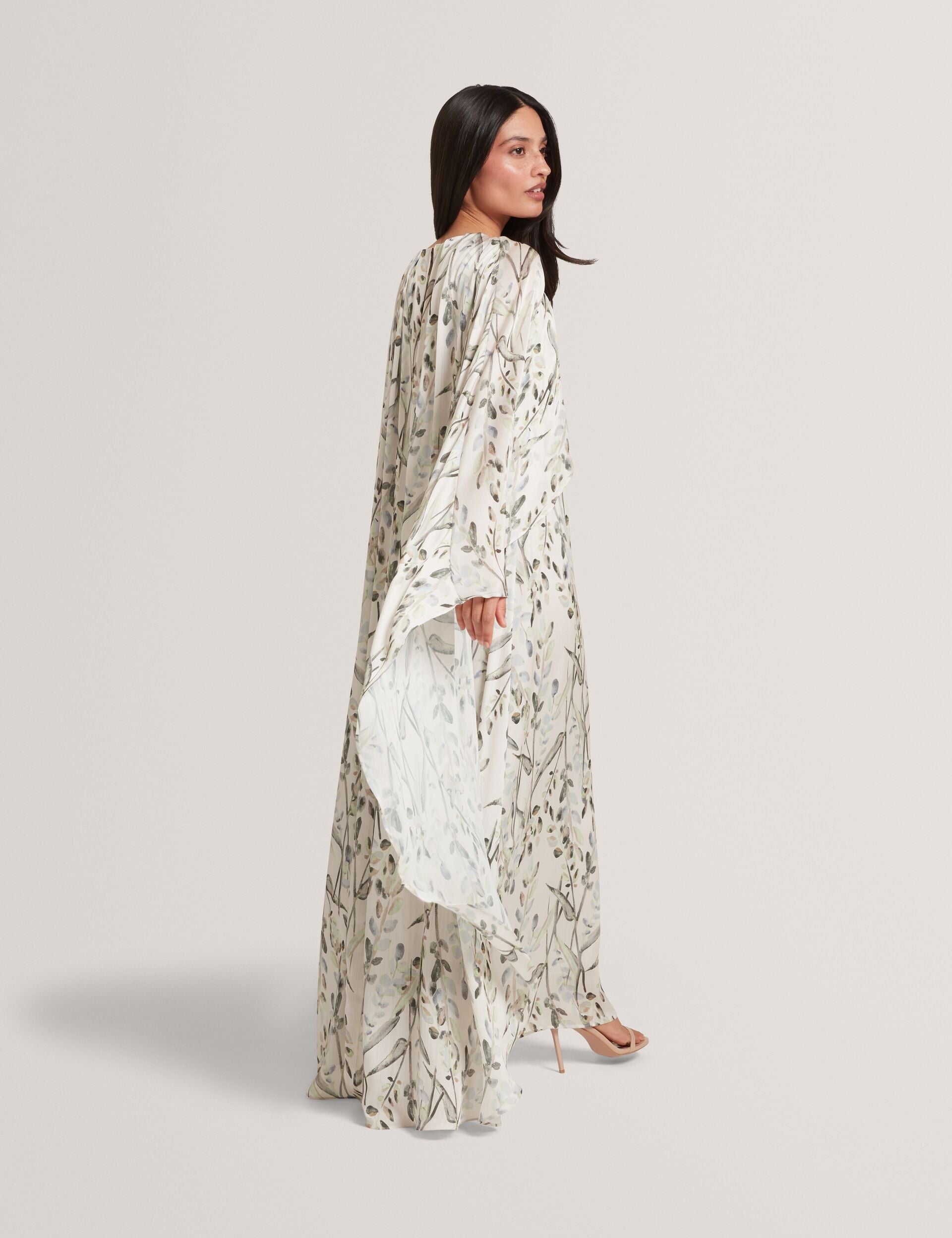 Ted Baker Gildaa Leaf Print Cape Detail Maxi Dress Women's