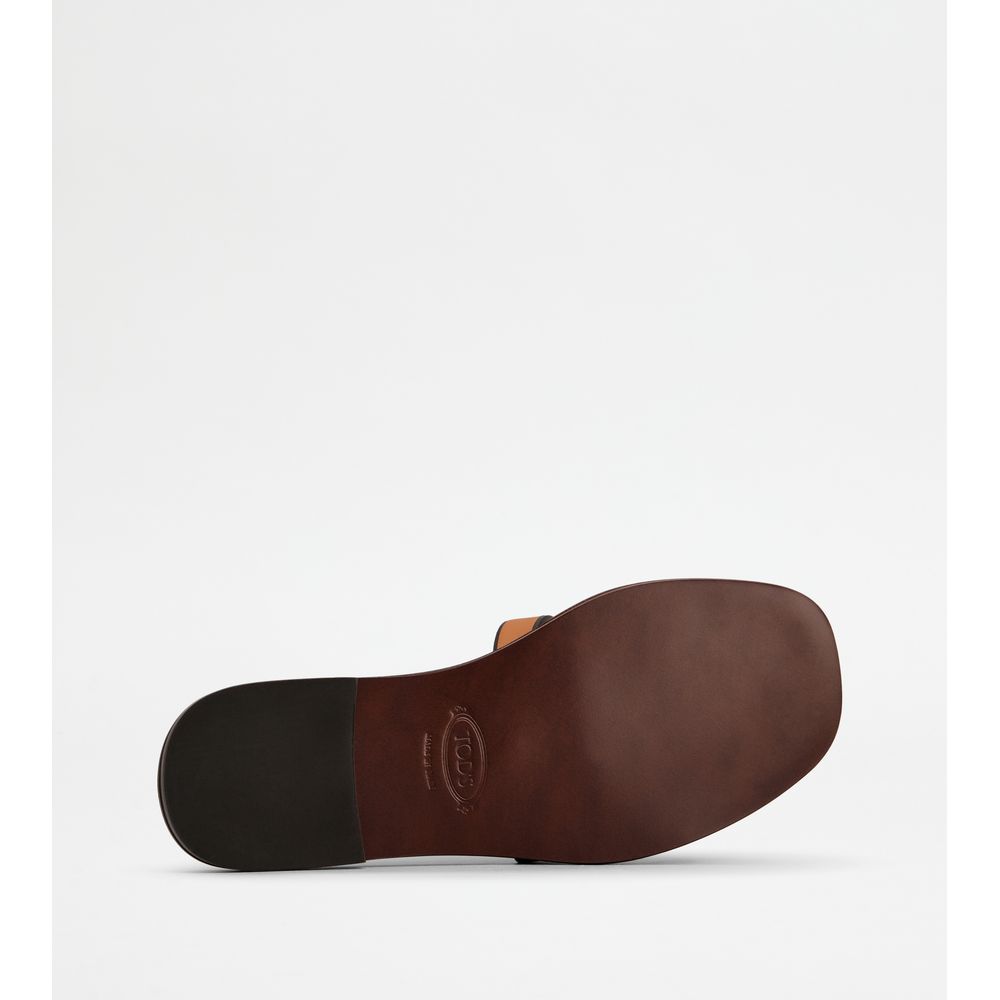 Tods Sandals In Leather Orange Womens
