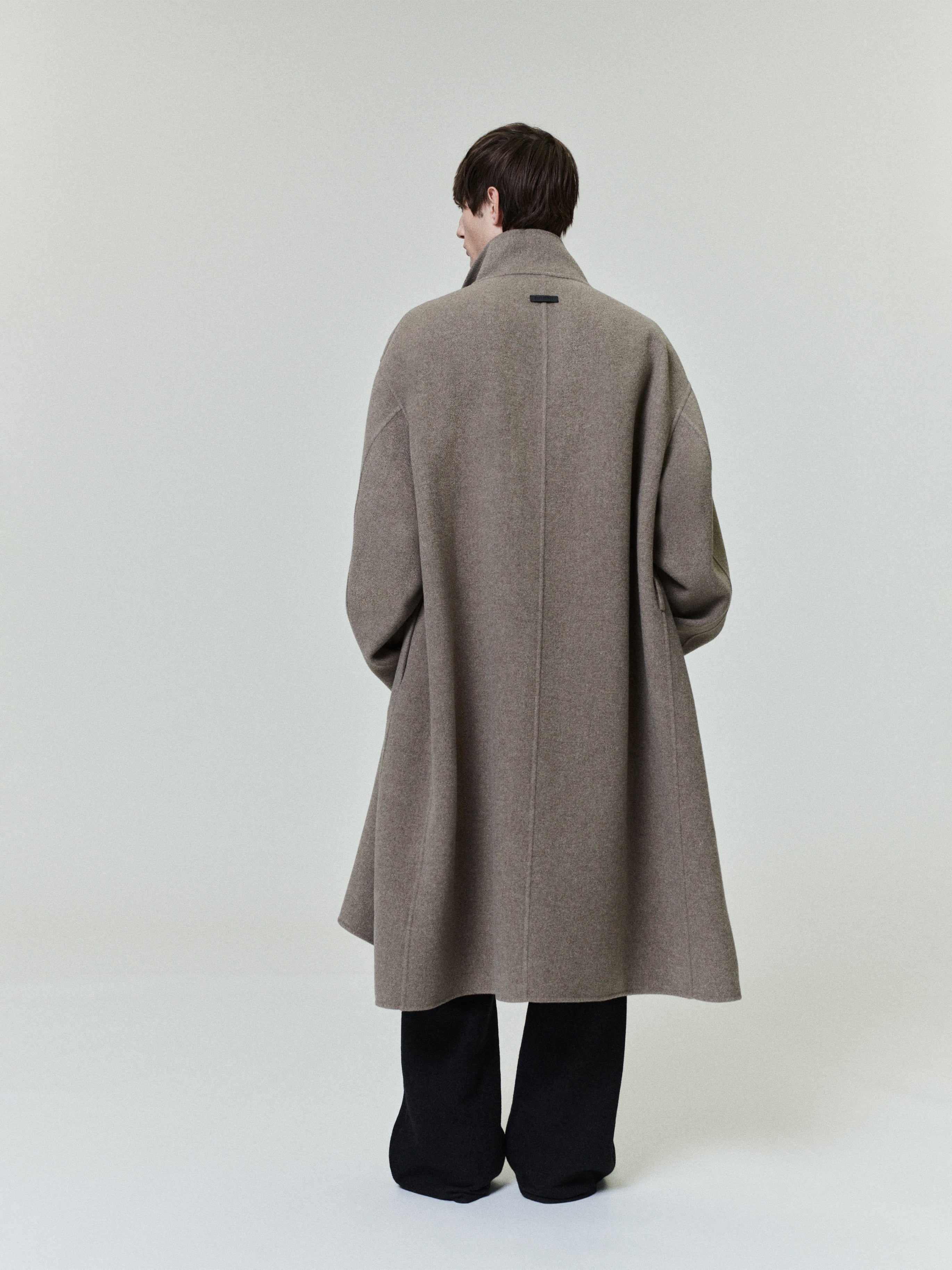 Essentials Wool Cashmere Highneck Coat Walnut
