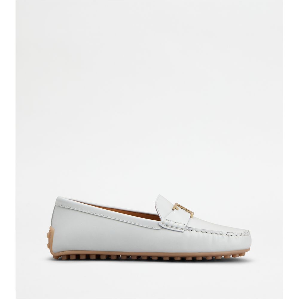 Tods City Gommino Loafers In Leather Grey Womens