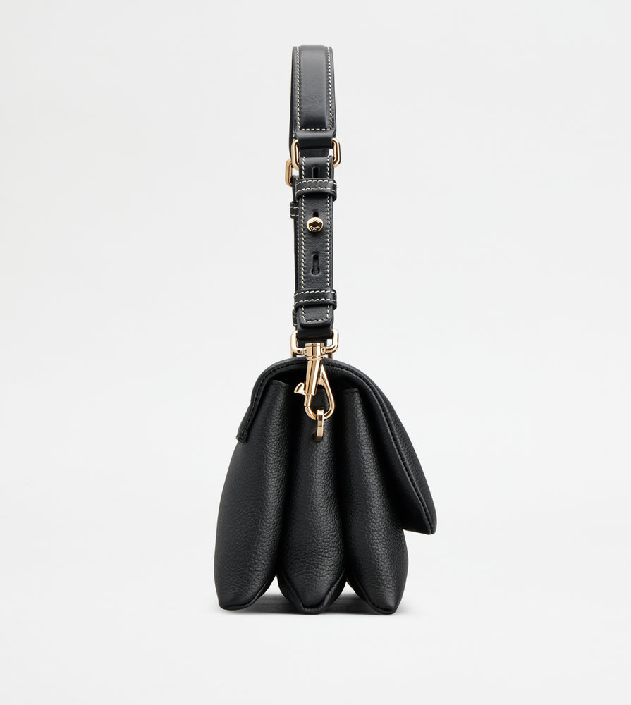 Tods T Timeless Flap Bag In Leather Mini Black