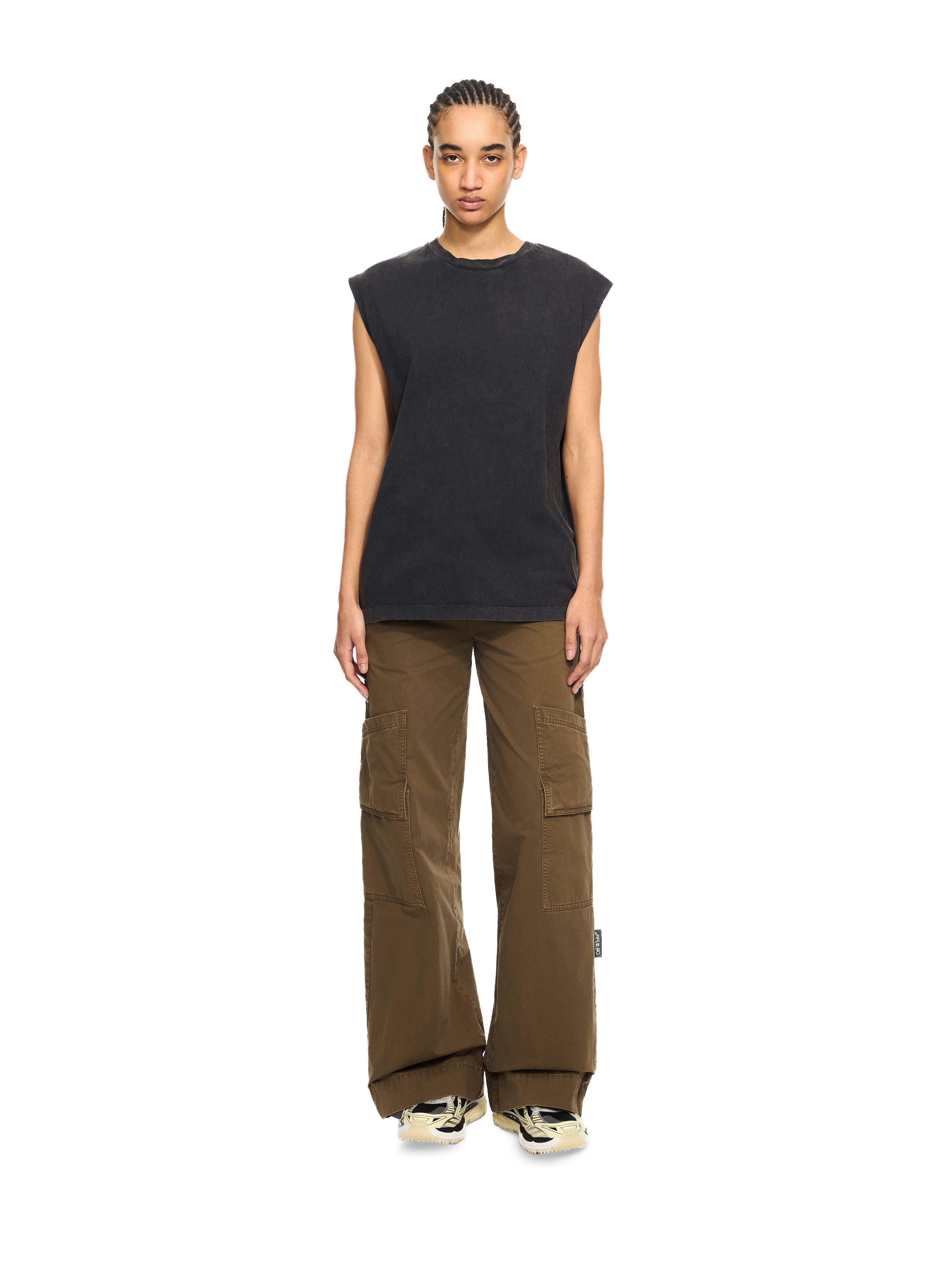 Off-White Butterfly Patch Open Back Tank Top Black
