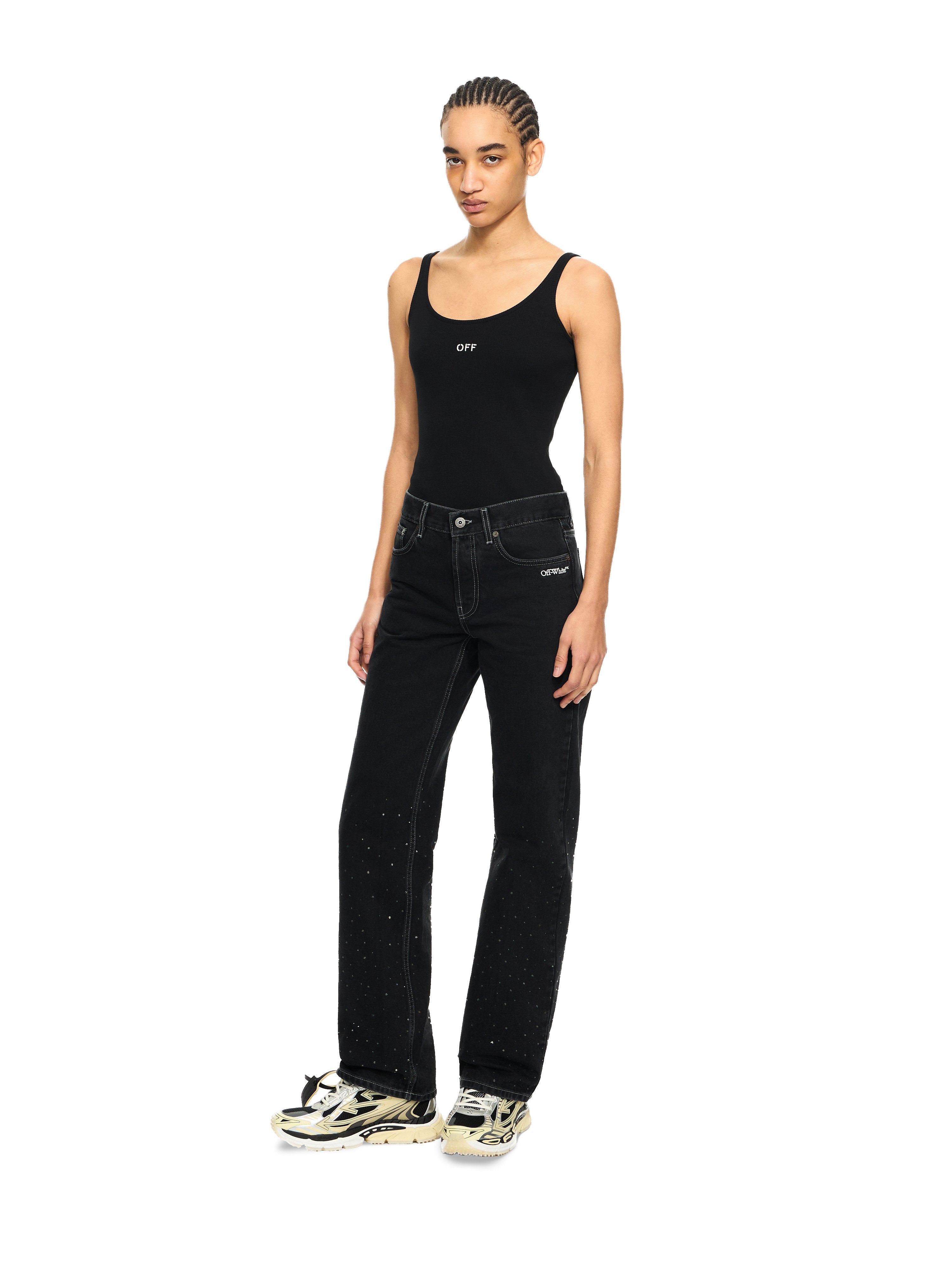 Off-White Off Stamp Ribbed Tank Top Black