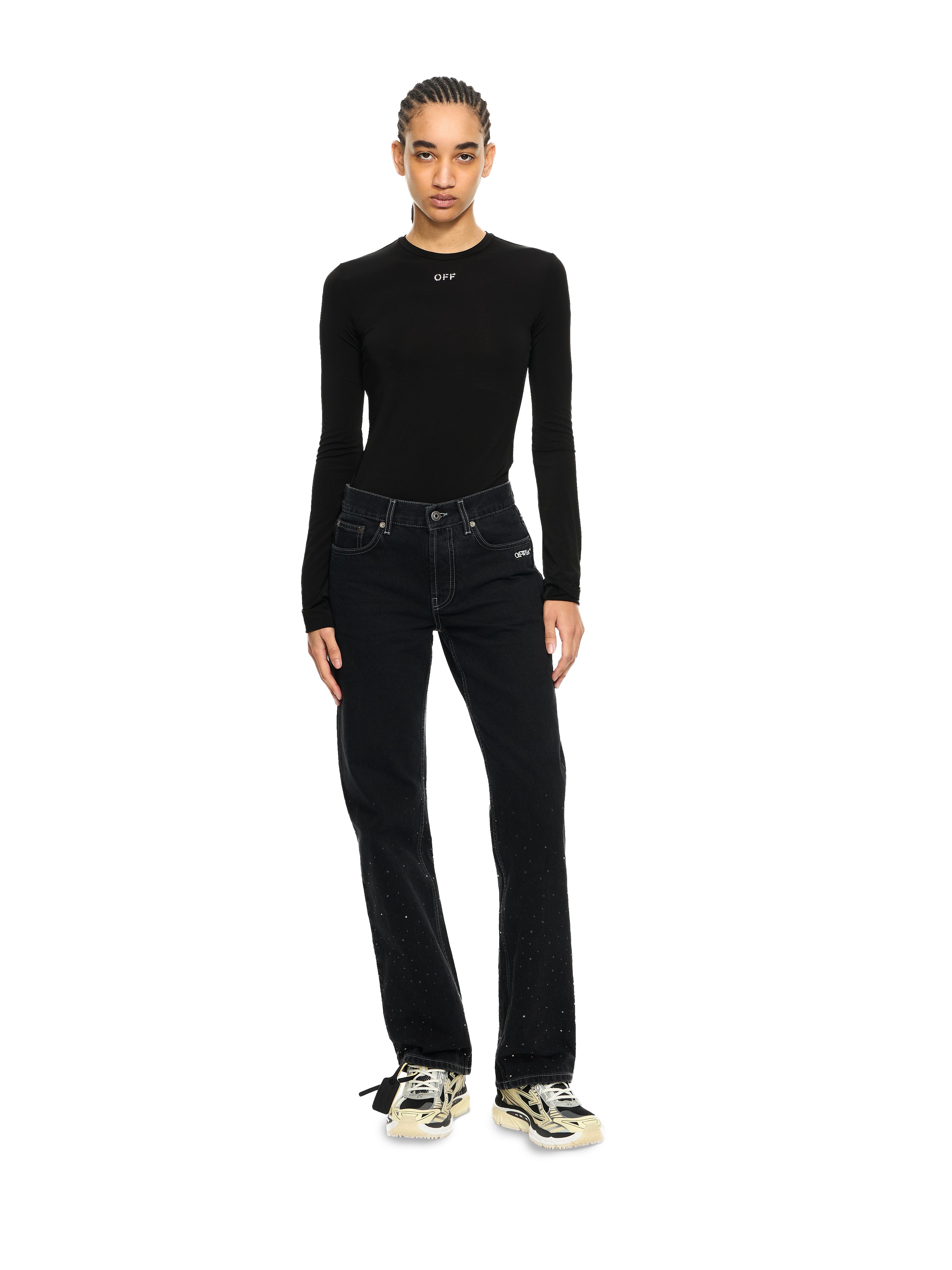 Off-White Ow X Swarovski Second Skin Crewneck Black