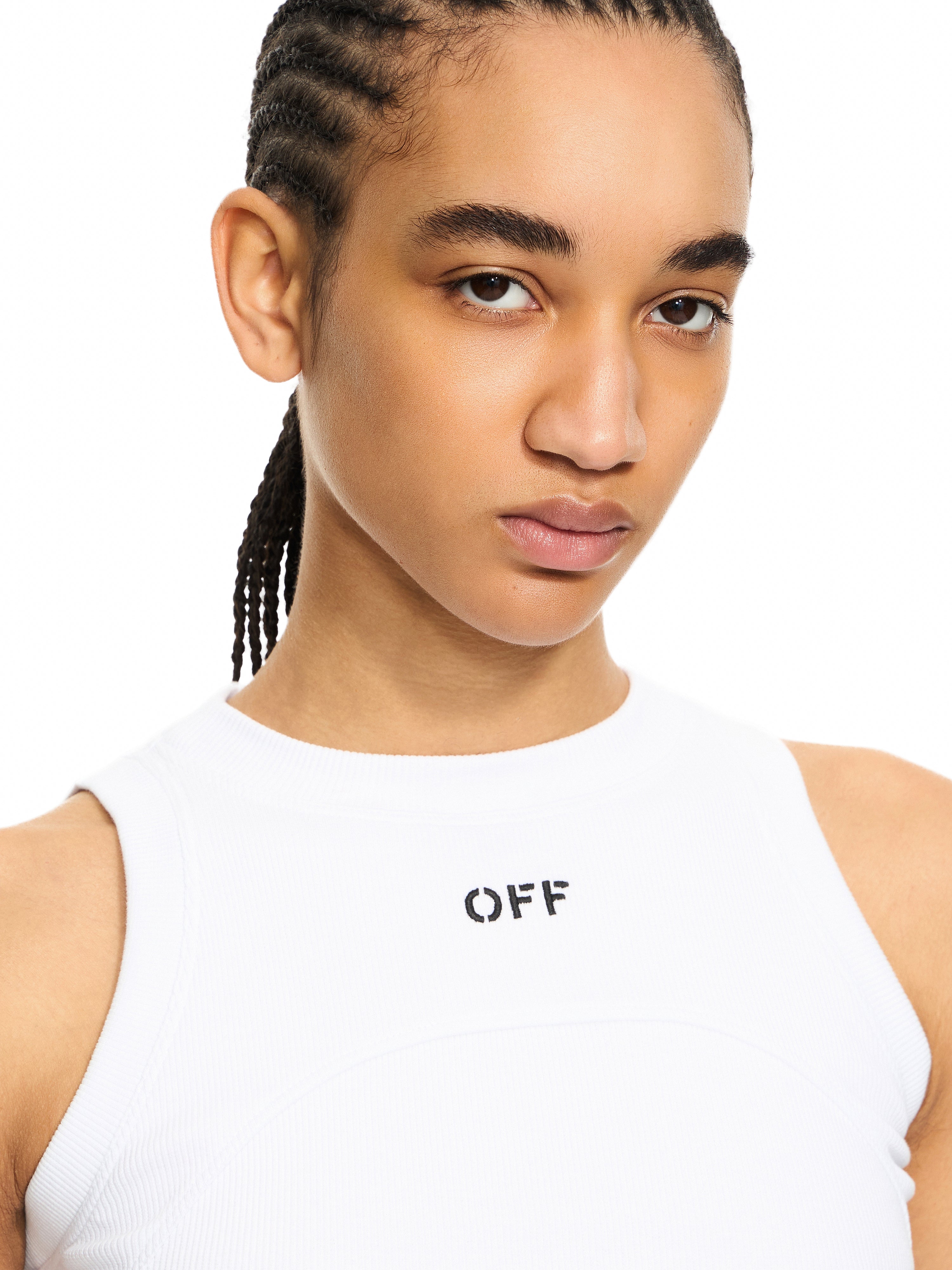 Off-White Off Stamp Ribbed Round Tank Top