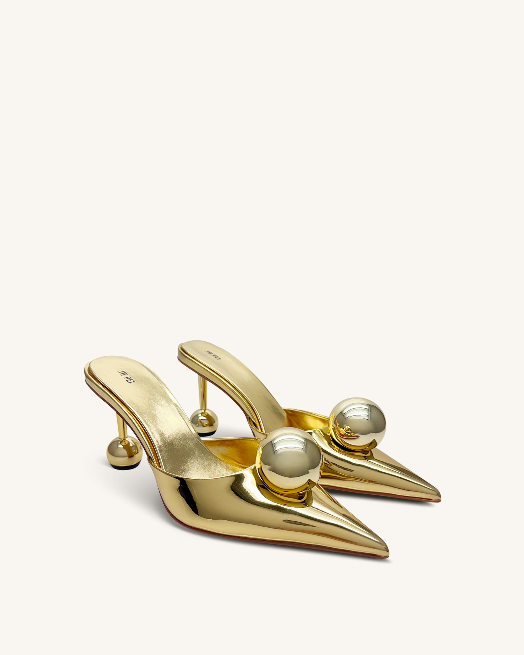 Jw Pei Sofia Sphere Heel Mules Gold
