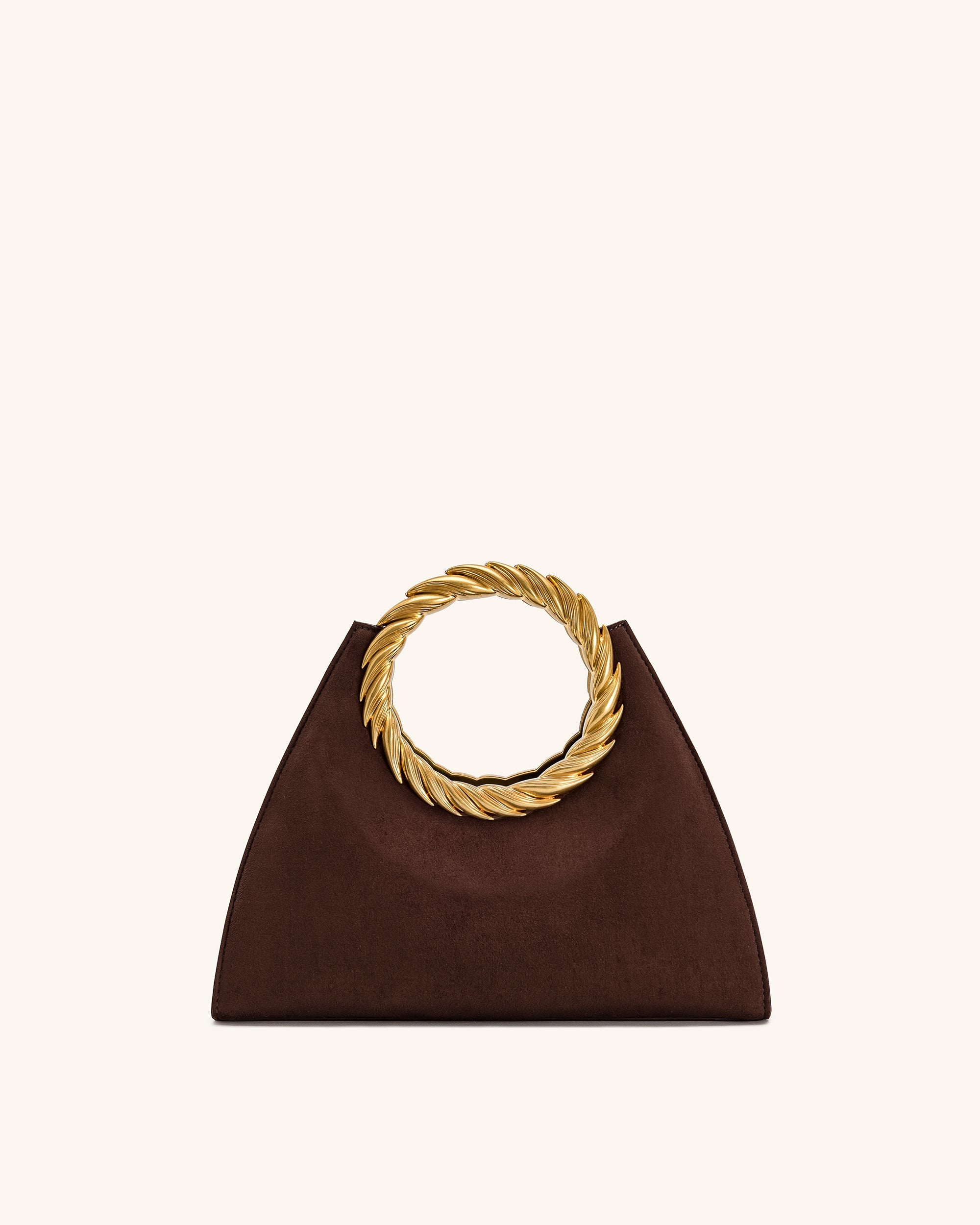 Jw Pei Amiya Leaf Handle Faux Suede Sculpture Bag Mocha Brown