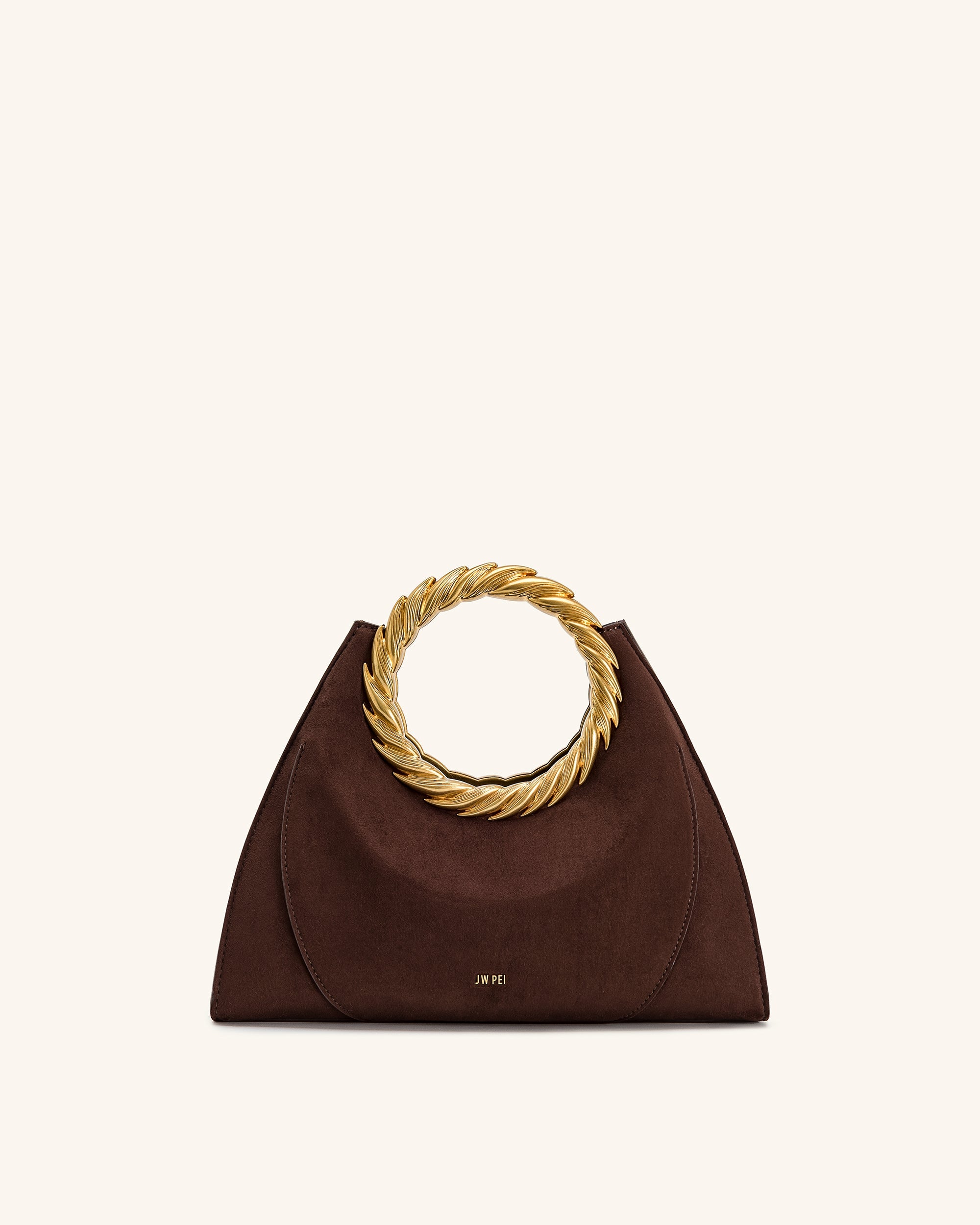 Jw Pei Amiya Leaf Handle Faux Suede Sculpture Bag Mocha Brown