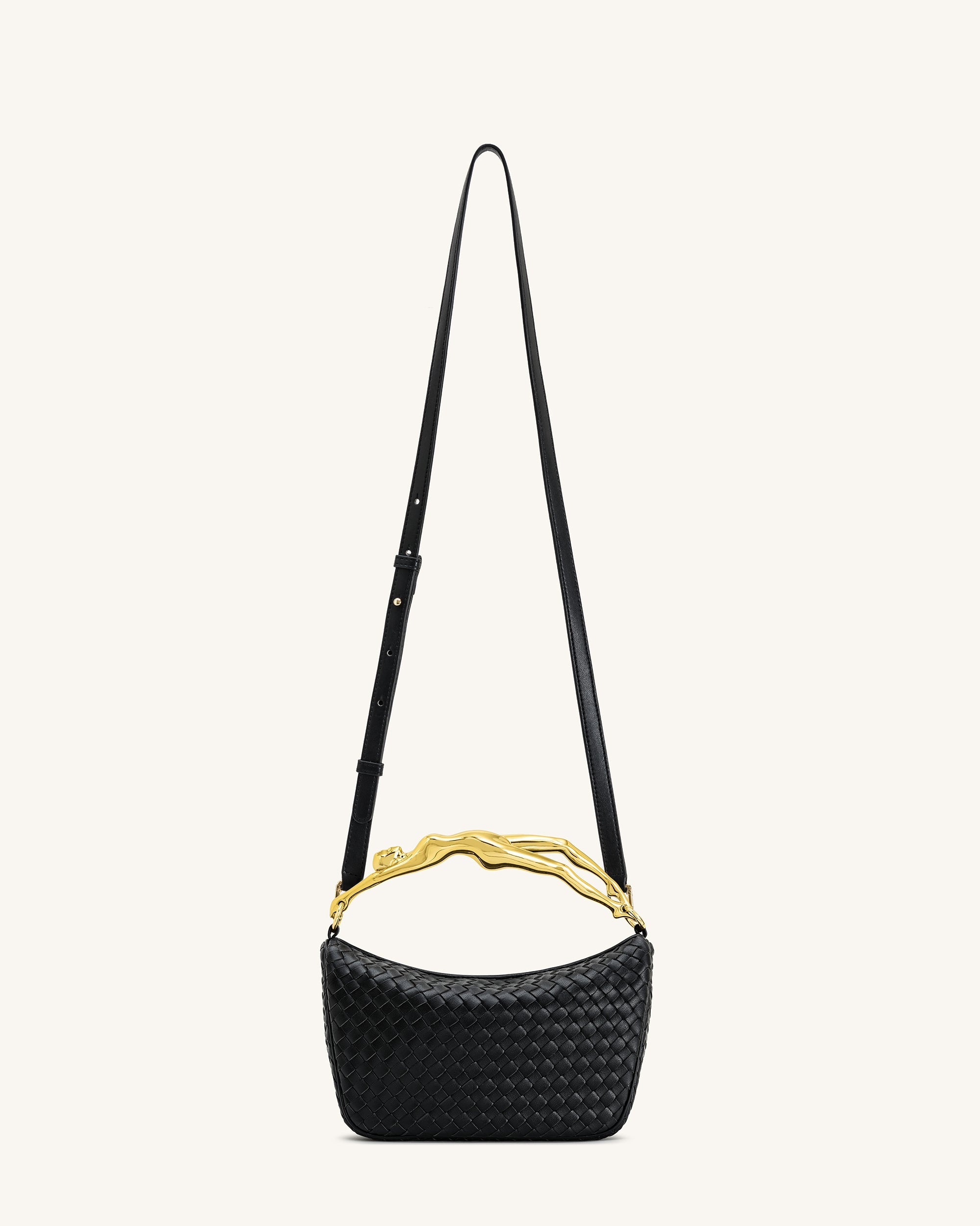 Jw Pei Jenny Woven Human Shaped Handle Handbag Black