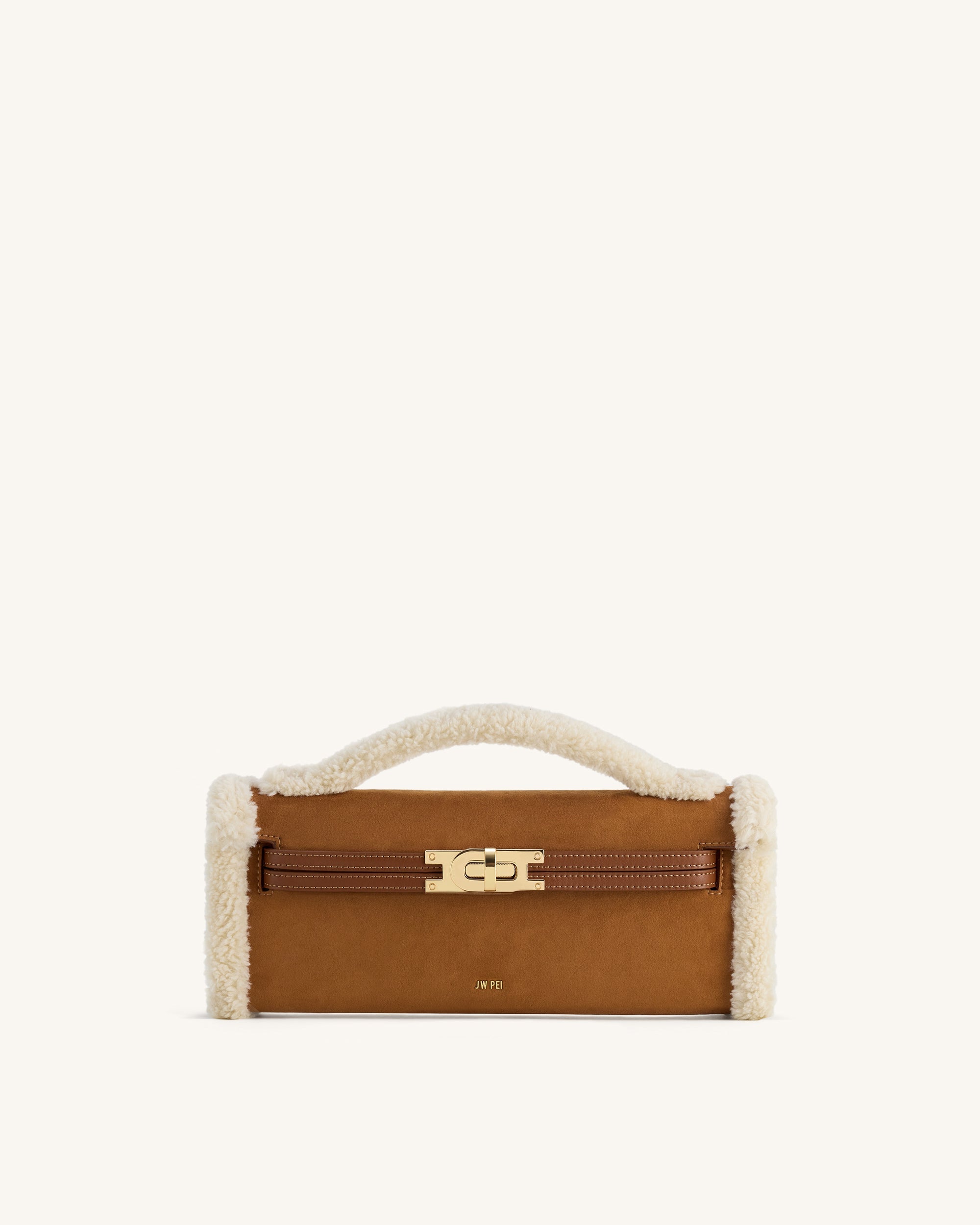 Jw Pei Bria Faux Suede Structured Top Handle Bag Yellow Brown