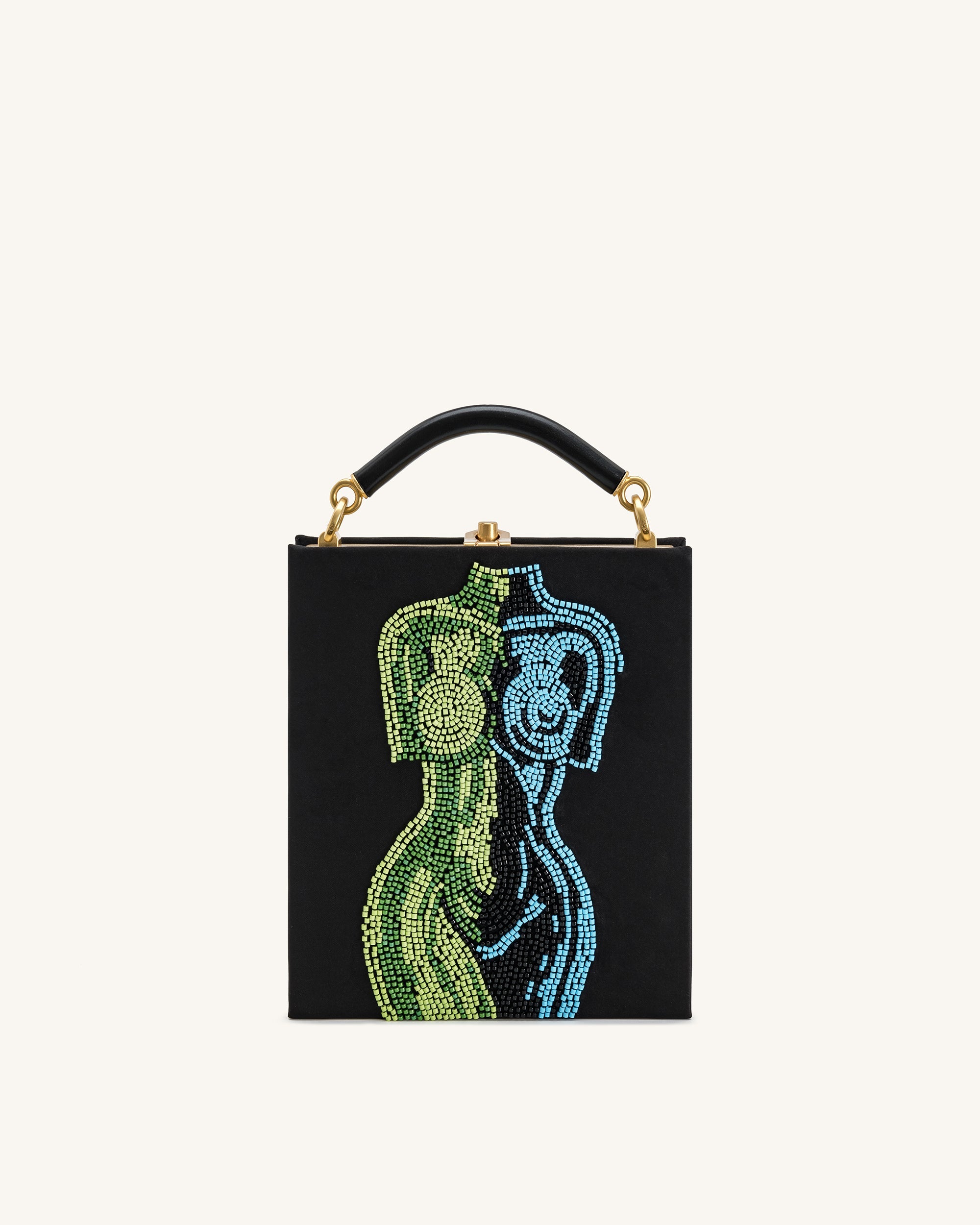 Jw Pei Elle Colorful Beaded Book Top Handle Bag Black