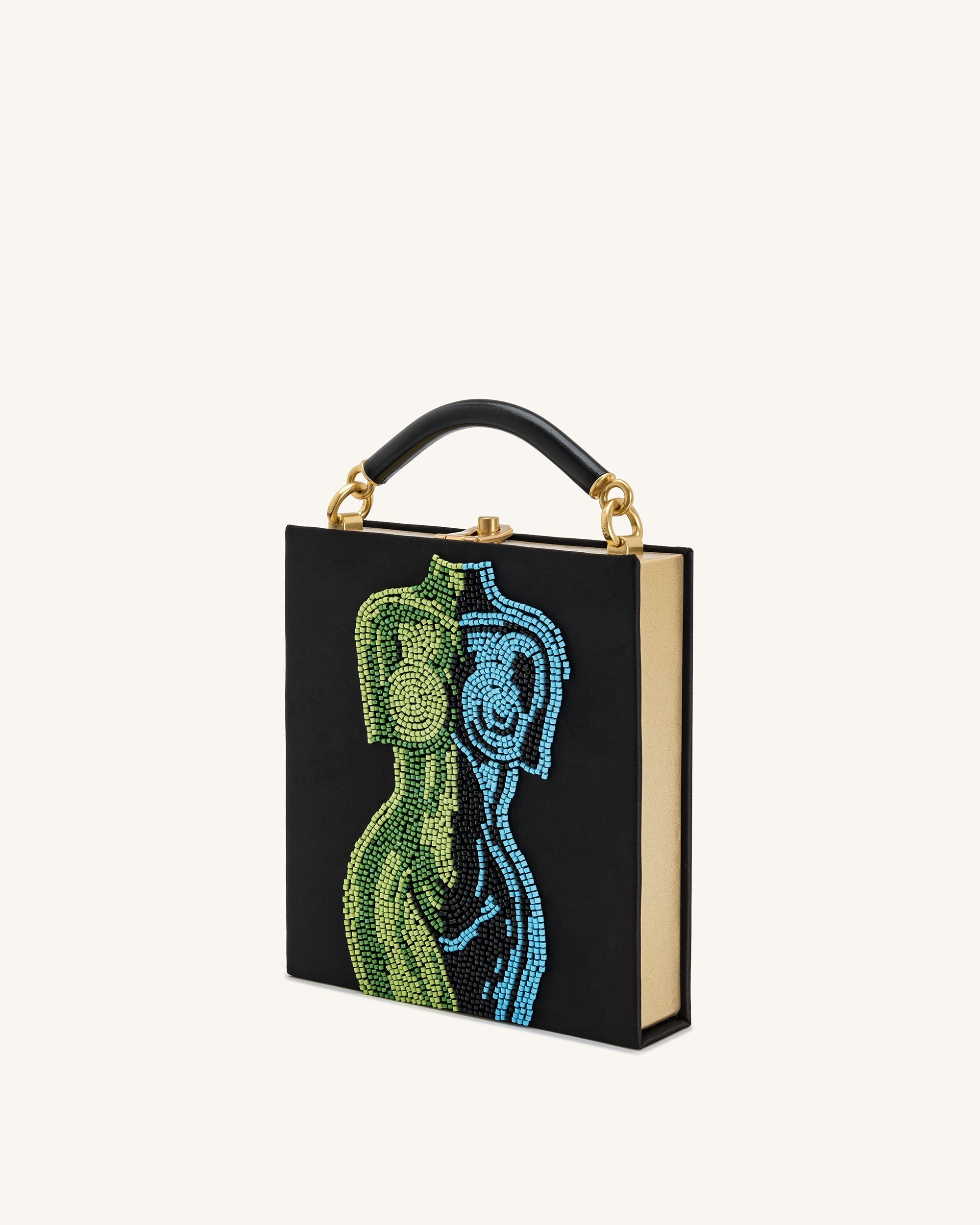 Jw Pei Elle Colorful Beaded Book Top Handle Bag Black
