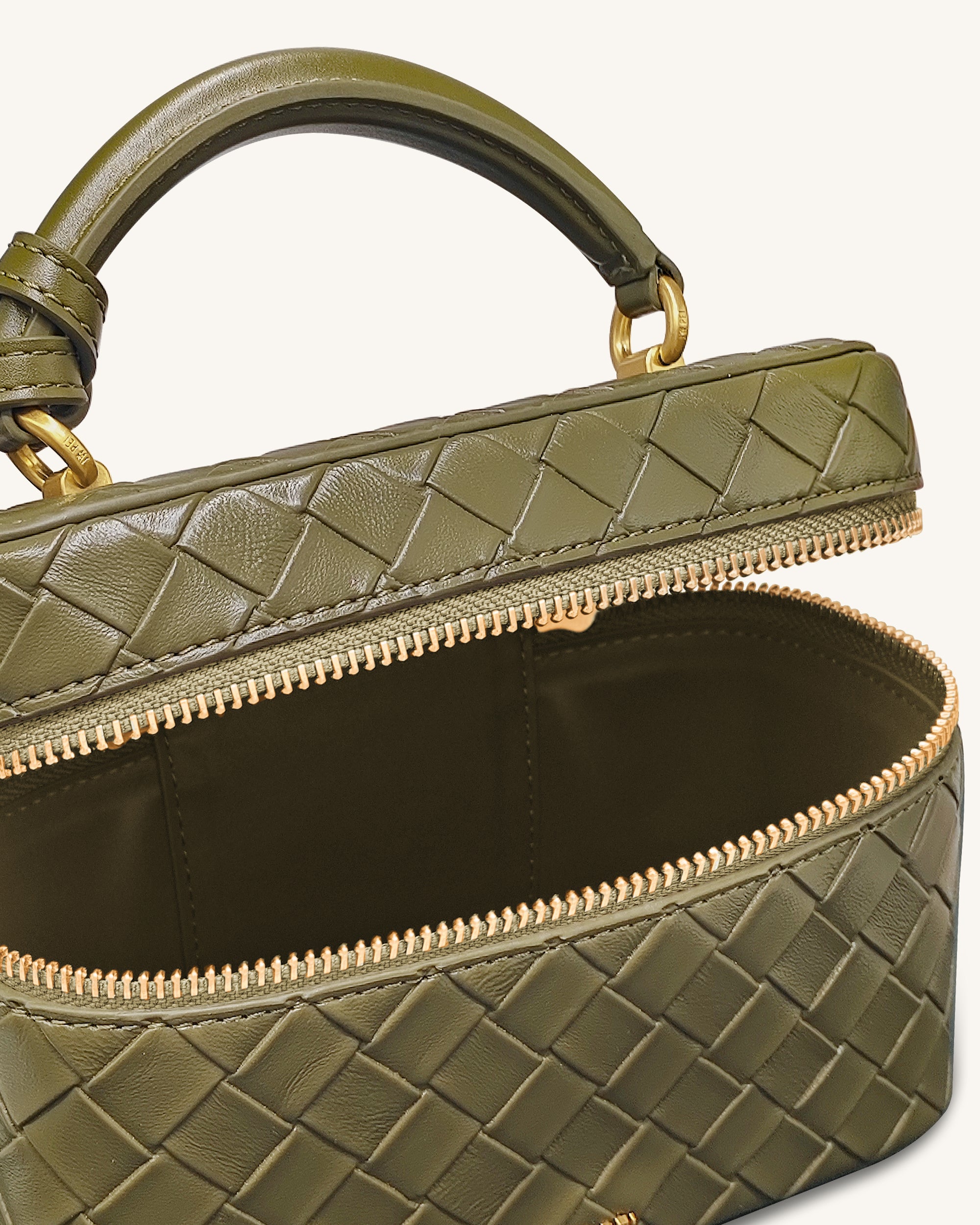 Jw Pei Cleo Woven Texture Box Shape Top Handle Bag Olive Green