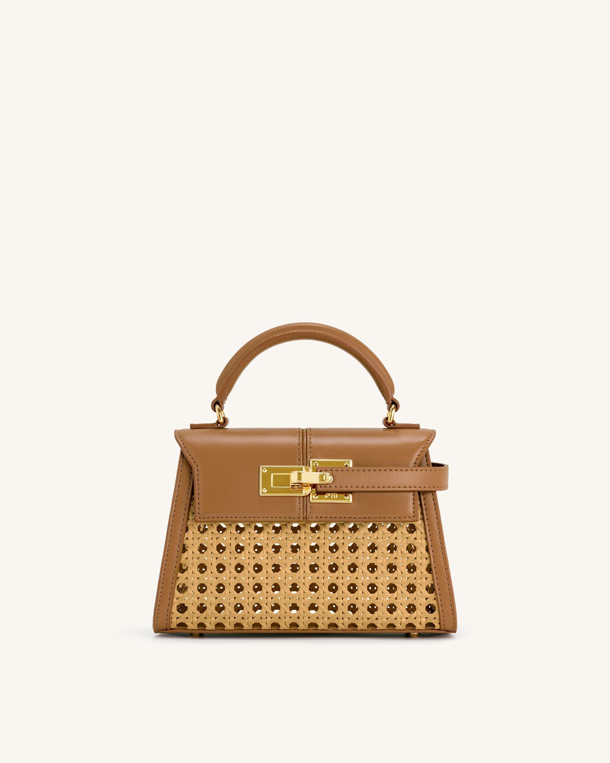 Jw Pei Elise Faux Bamboo Woven Top Handle Bag Brown