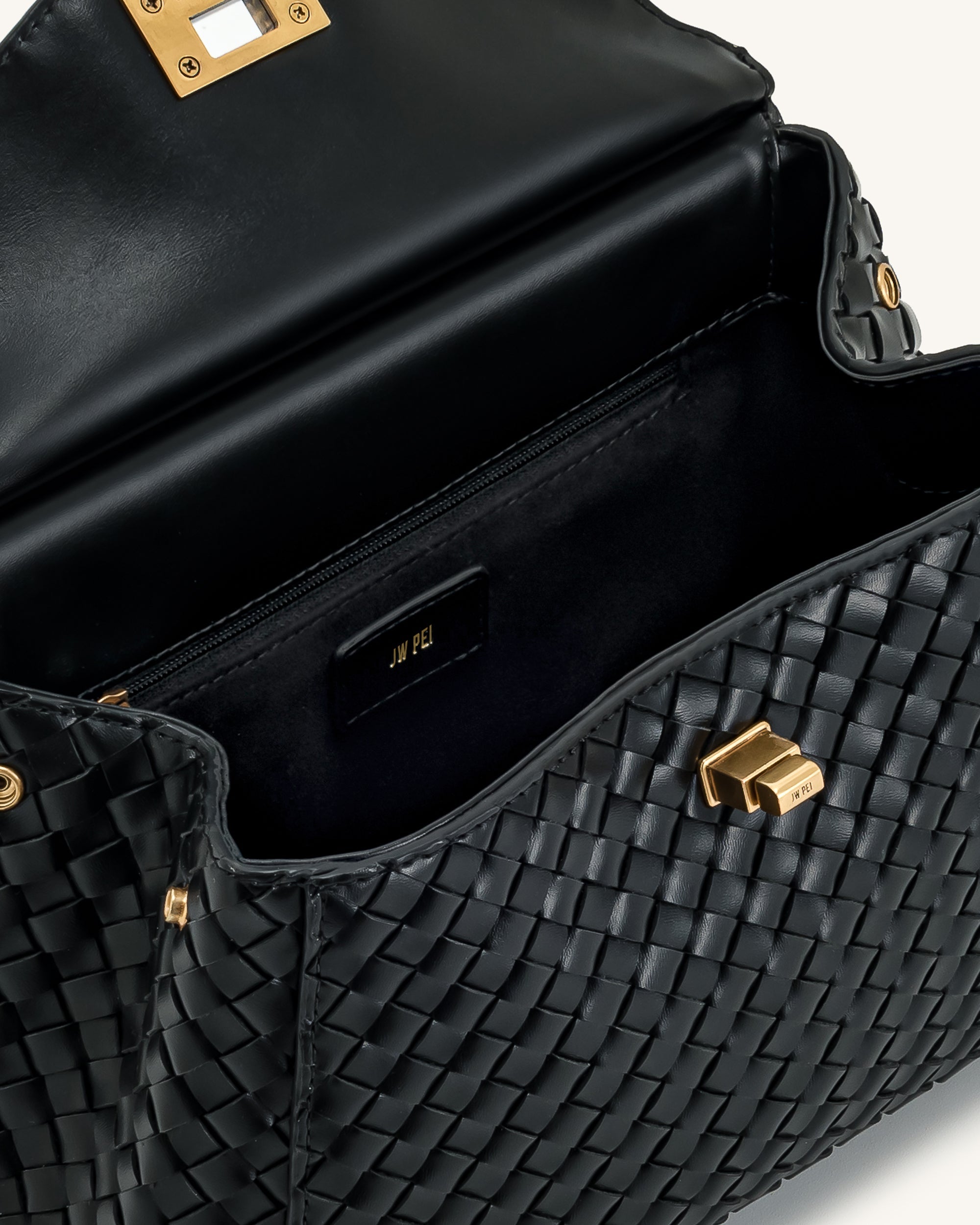 Jw Pei Lucia Classic Top Handle Woven Bag Black