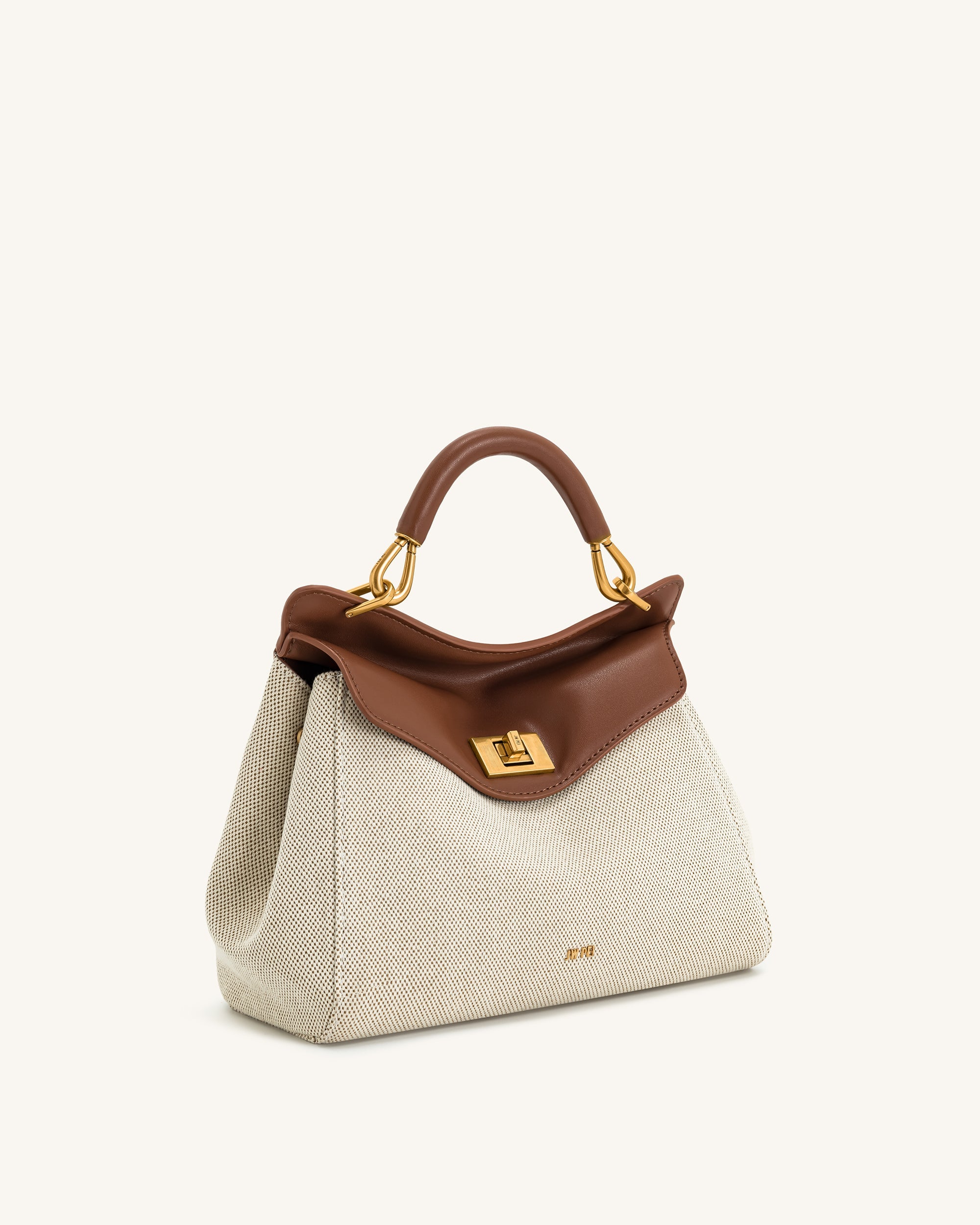 Jw Pei Lucia Classic Top Handbag Brown Canvas