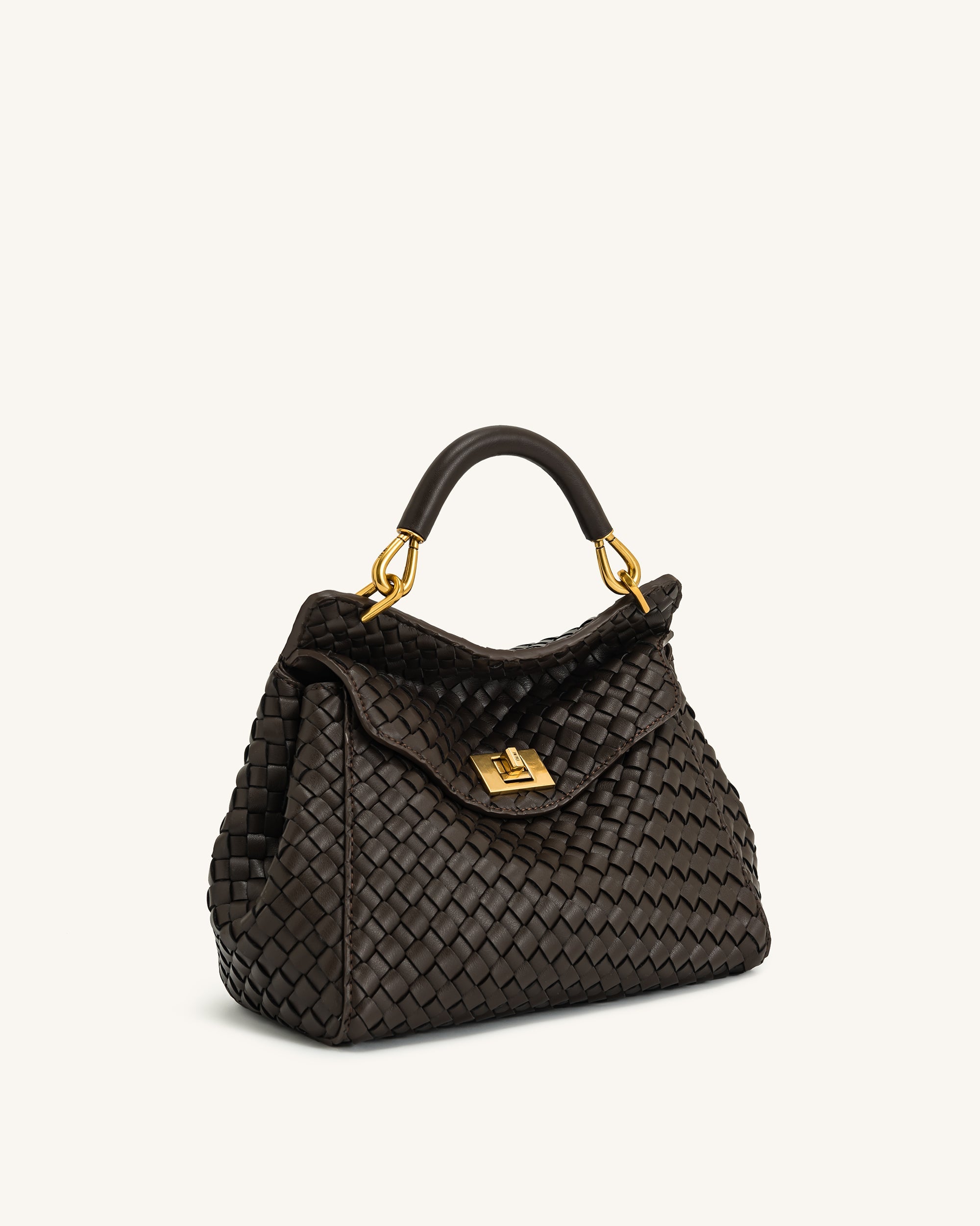 Jw Pei Lucia Classic Top Handle Woven Bag Dark Brown