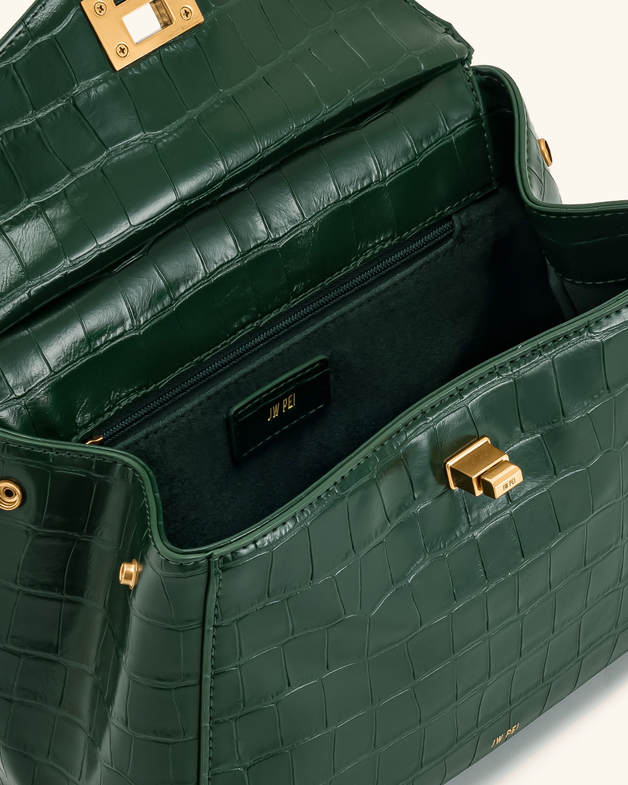 Jw Pei Lucia Classic Top Handbag Green Croc