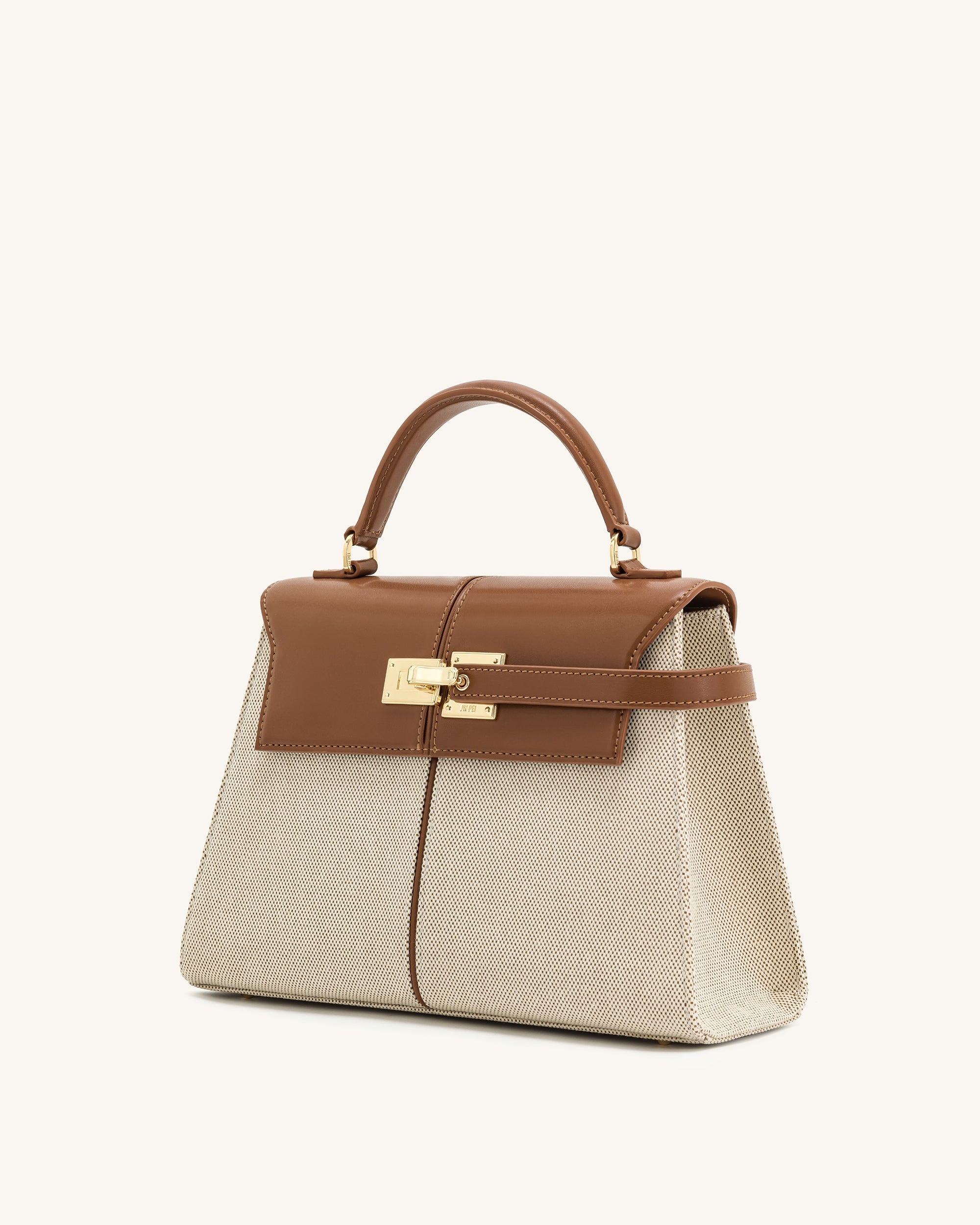 Jw Pei Elise Large Top Handle Bag Brown Canvas