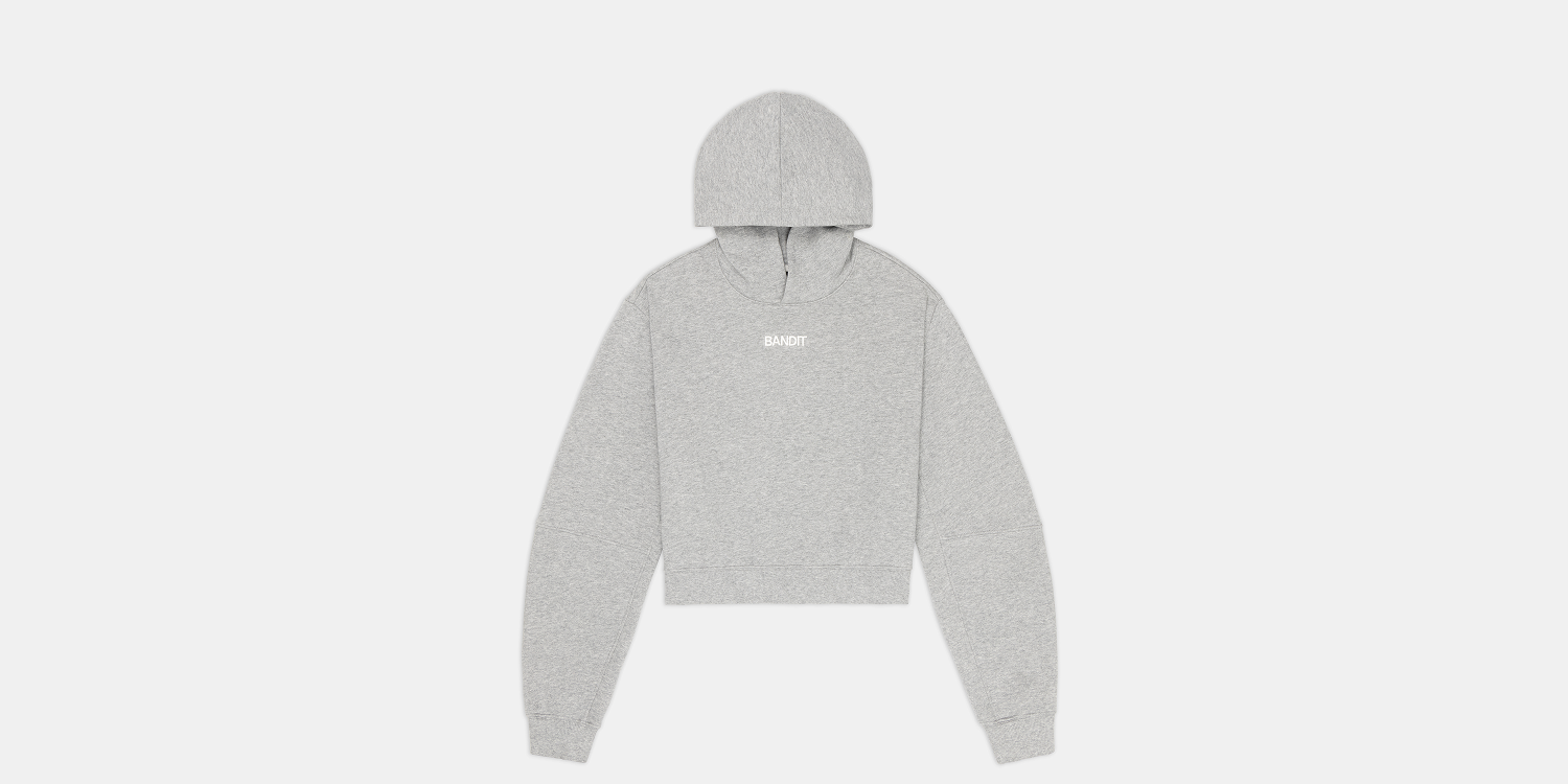 Bandit Womens Stitch Logo Cropped Hoodie Heather Grey