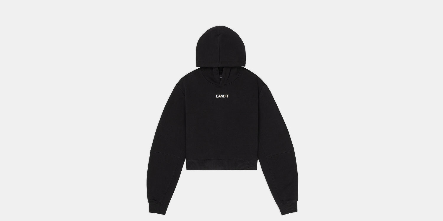 Bandit Womens Stitch Logo Cropped Hoodie Black