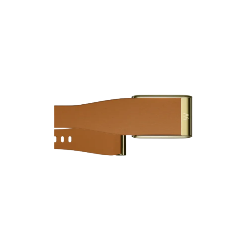 Whoop 5.0 Leatherluxe Tapered Camel with Gold Band - Only Strap S/M