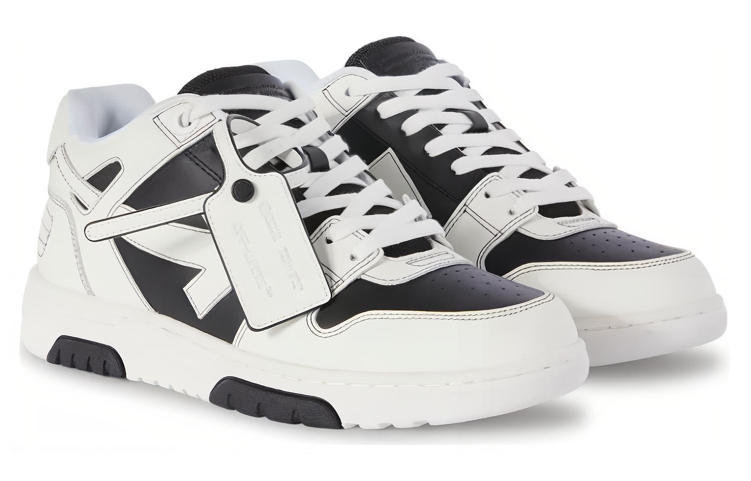 OFF-WHITE Out Of Office OOO Low Tops Black White
