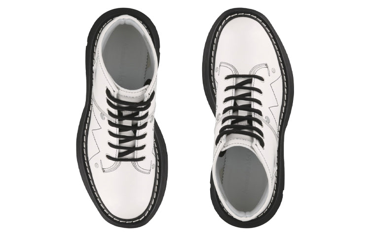 Alexander McQueen Tread Slick Lace Up Boot Ivory Black (Women's)