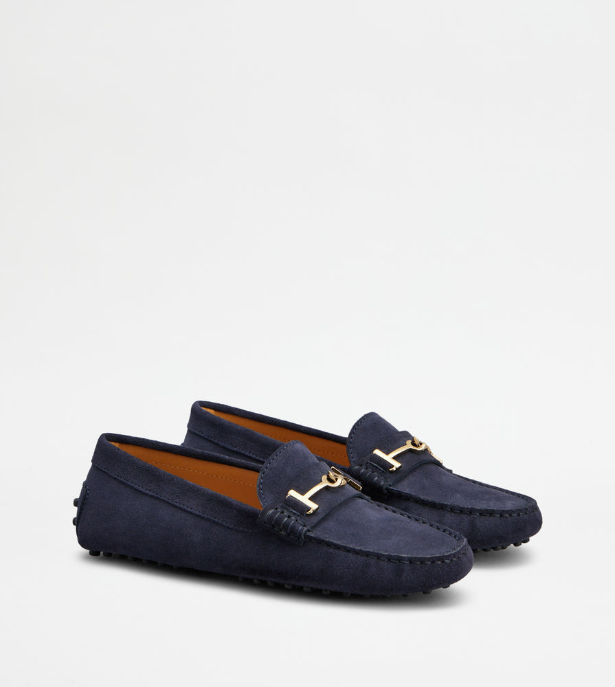 Tods Gommino Driving Shoes In Suede Blue Womens