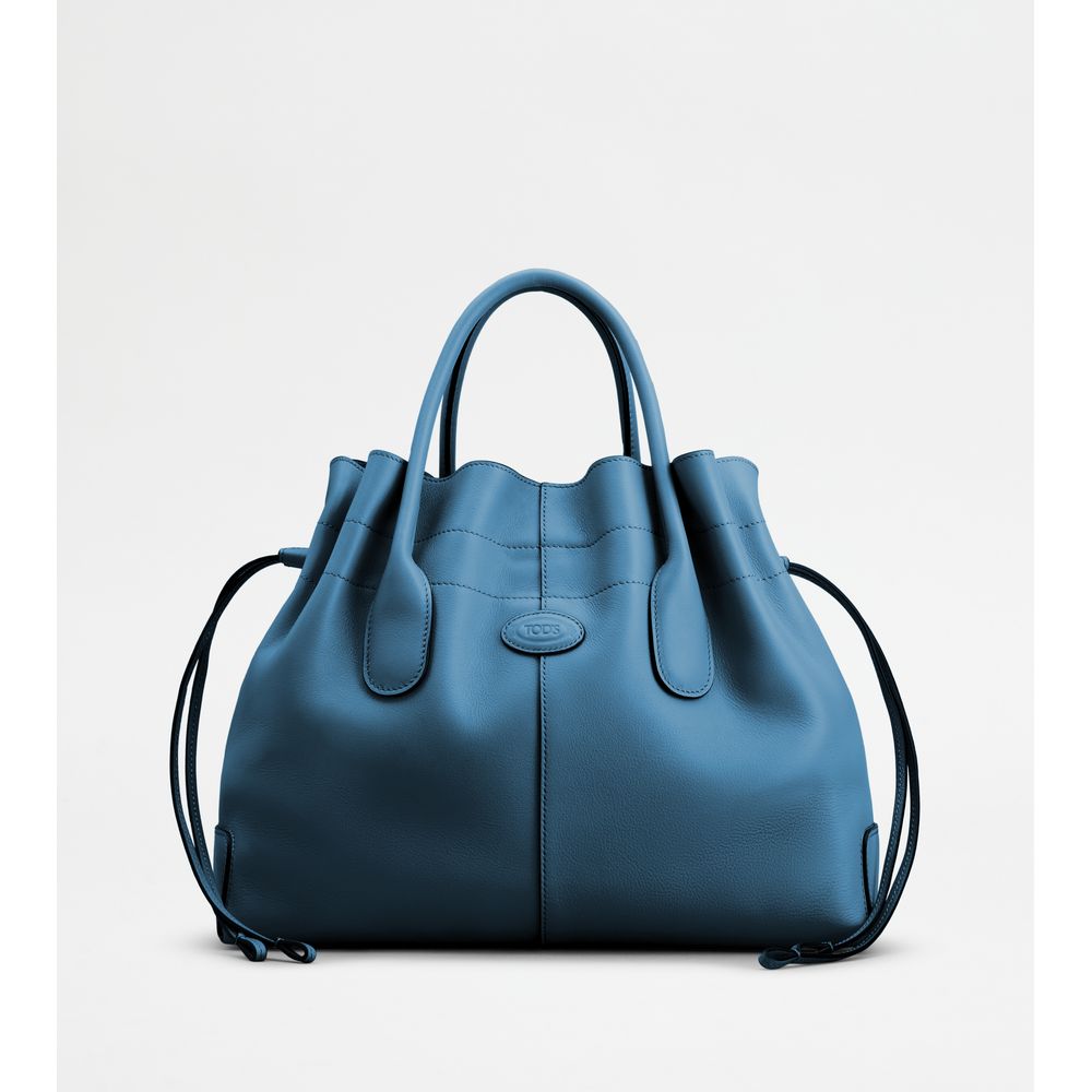 Tods Di Bag In Leather Small With Drawstring Light Blue