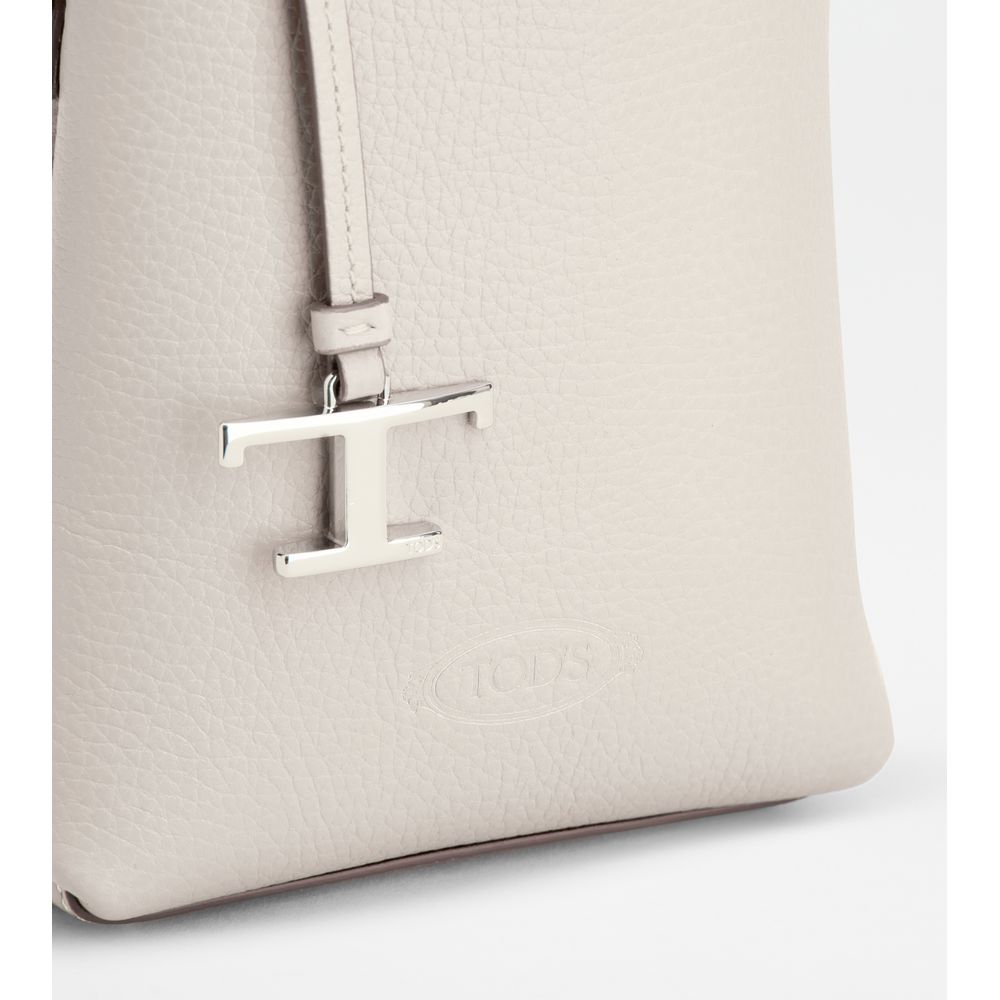 Tods Micro Bag In Leather White Burgundy