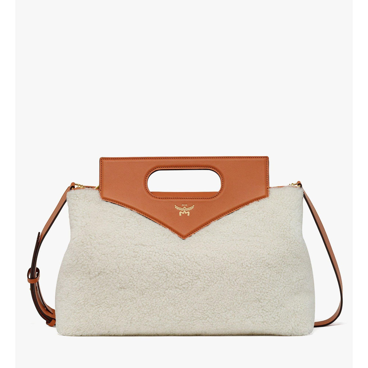MCM Soft Diamond Tote In Shearling And Leather