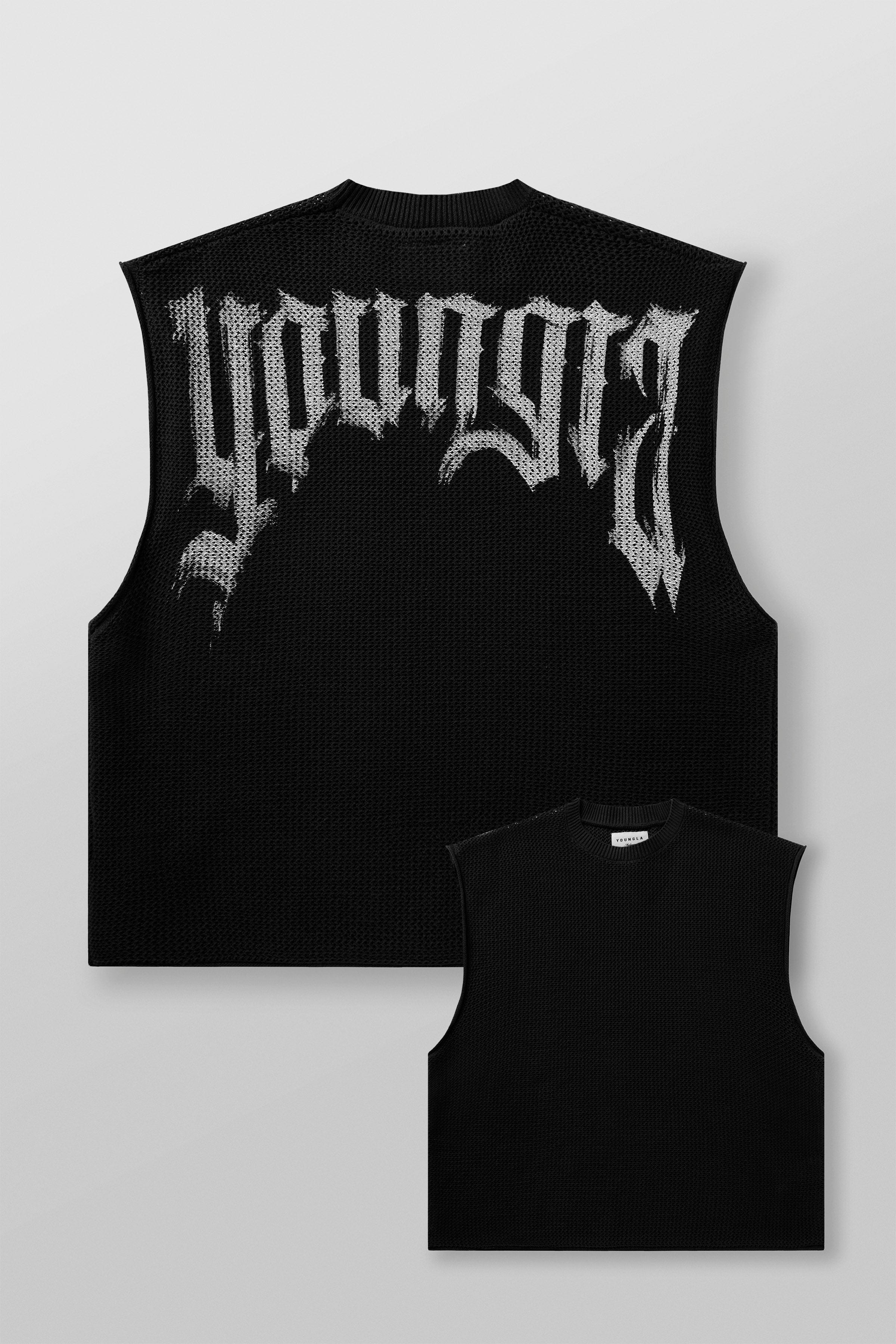YoungLA 3012 - Drop Shoulder Knit Cut-Off Black