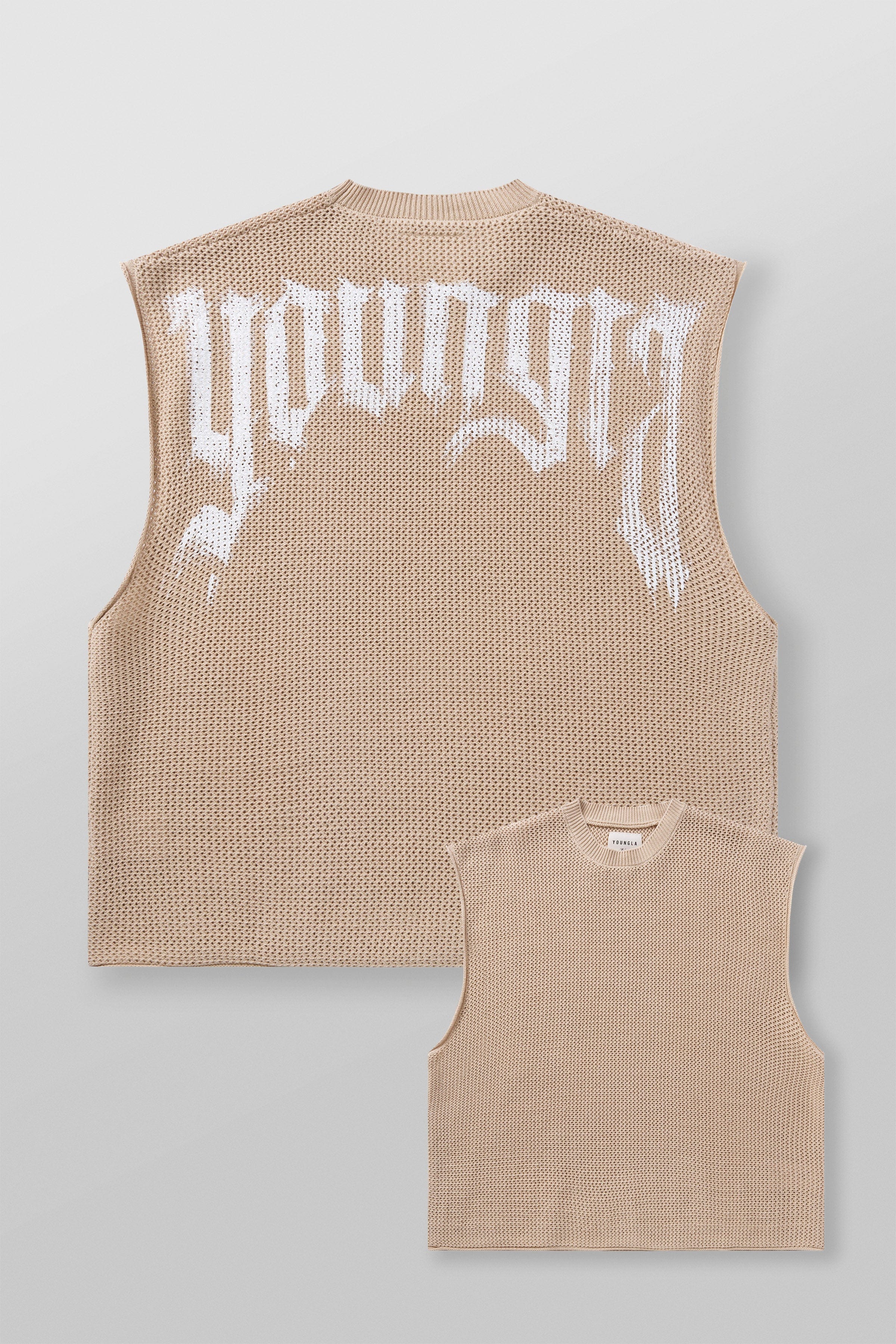 YoungLA 3012 - Drop Shoulder Knit Cut-Off Tan