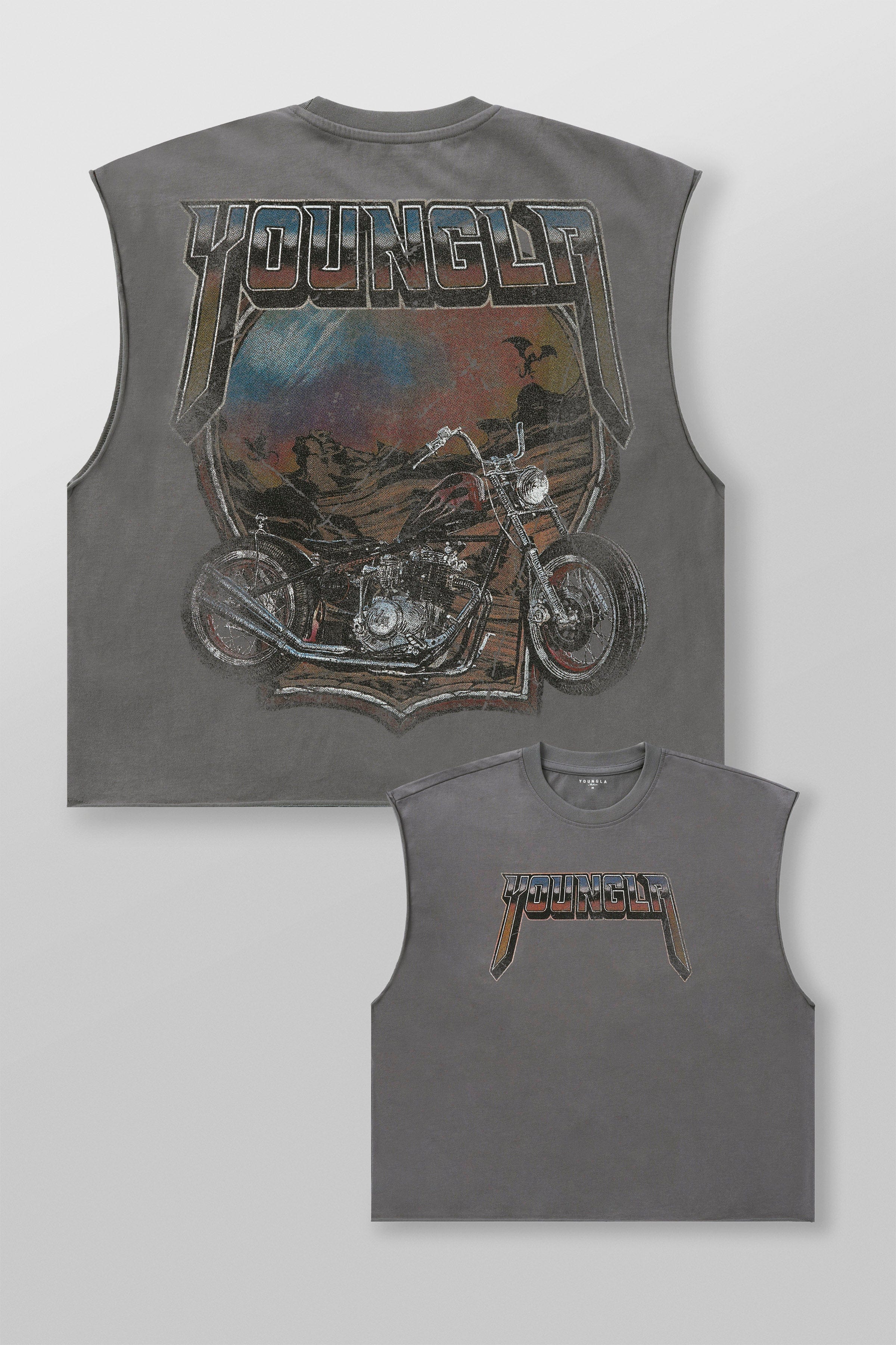 YoungLA 3015 - Vintage Biker Tanks Grey Wash