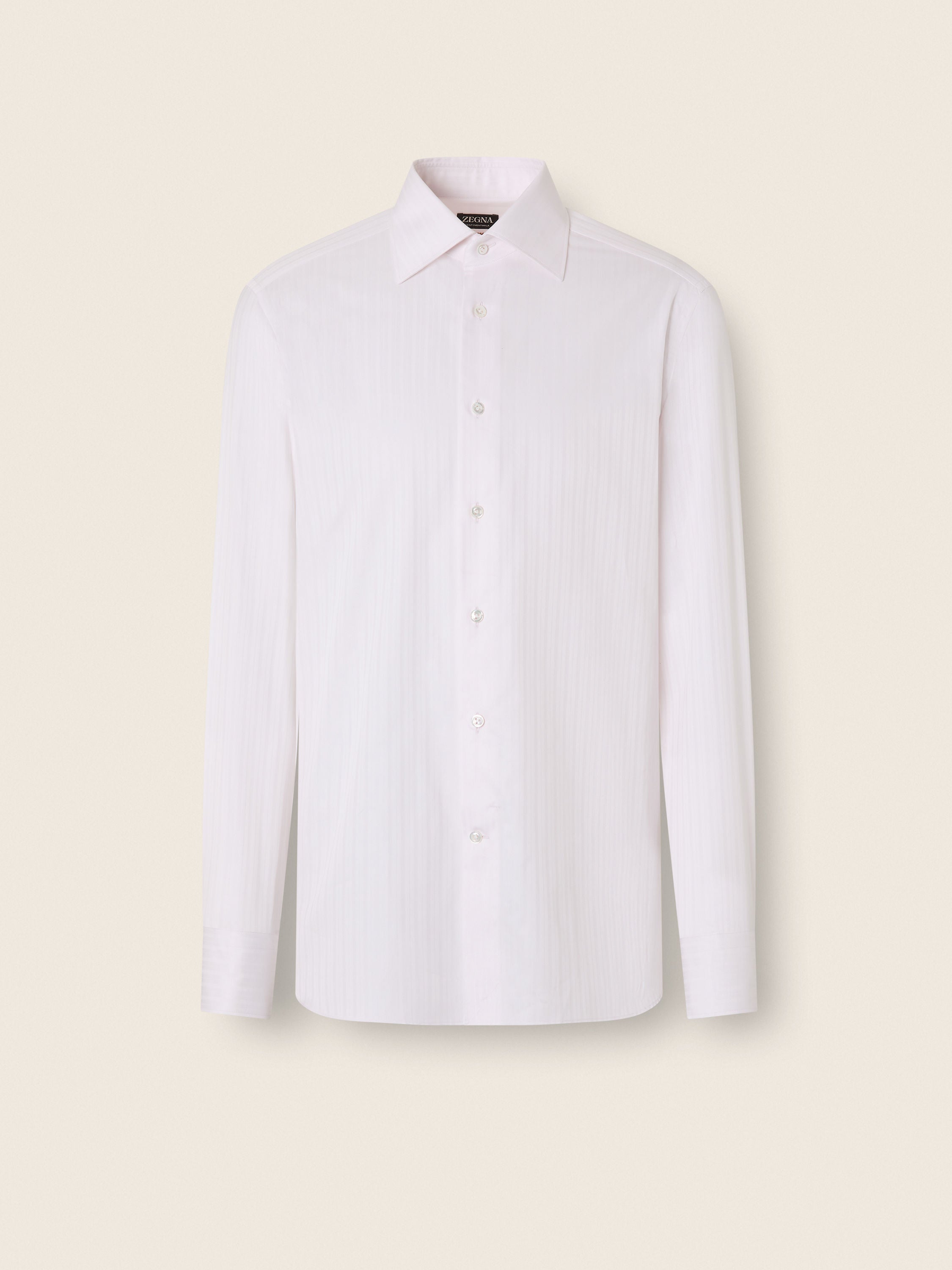 Zegna Light Pink Structured Striped Centoventimila Cotton Shirt