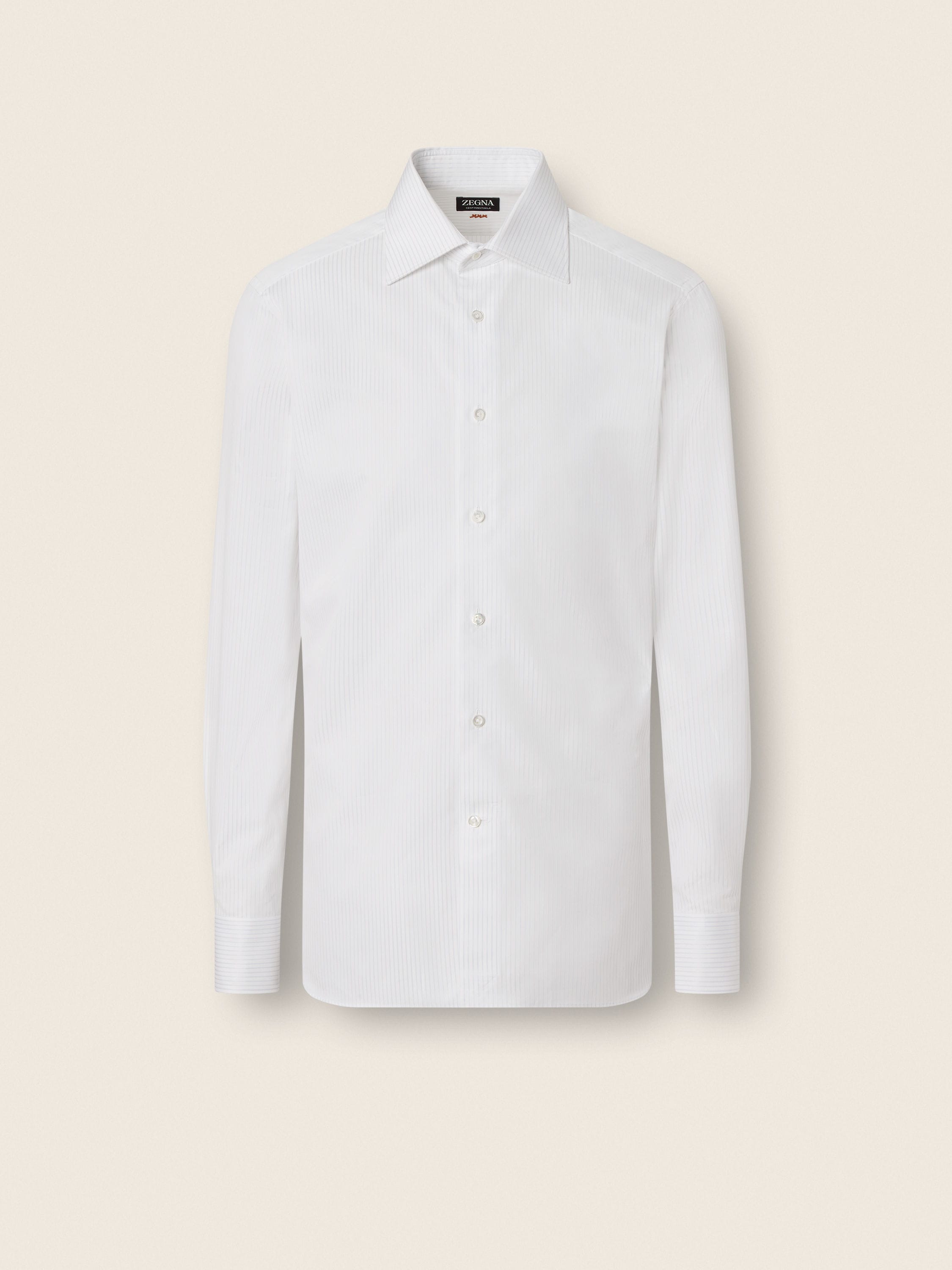 Zegna Light Blue And White Structured Striped Centoventimila Cotton Shirt