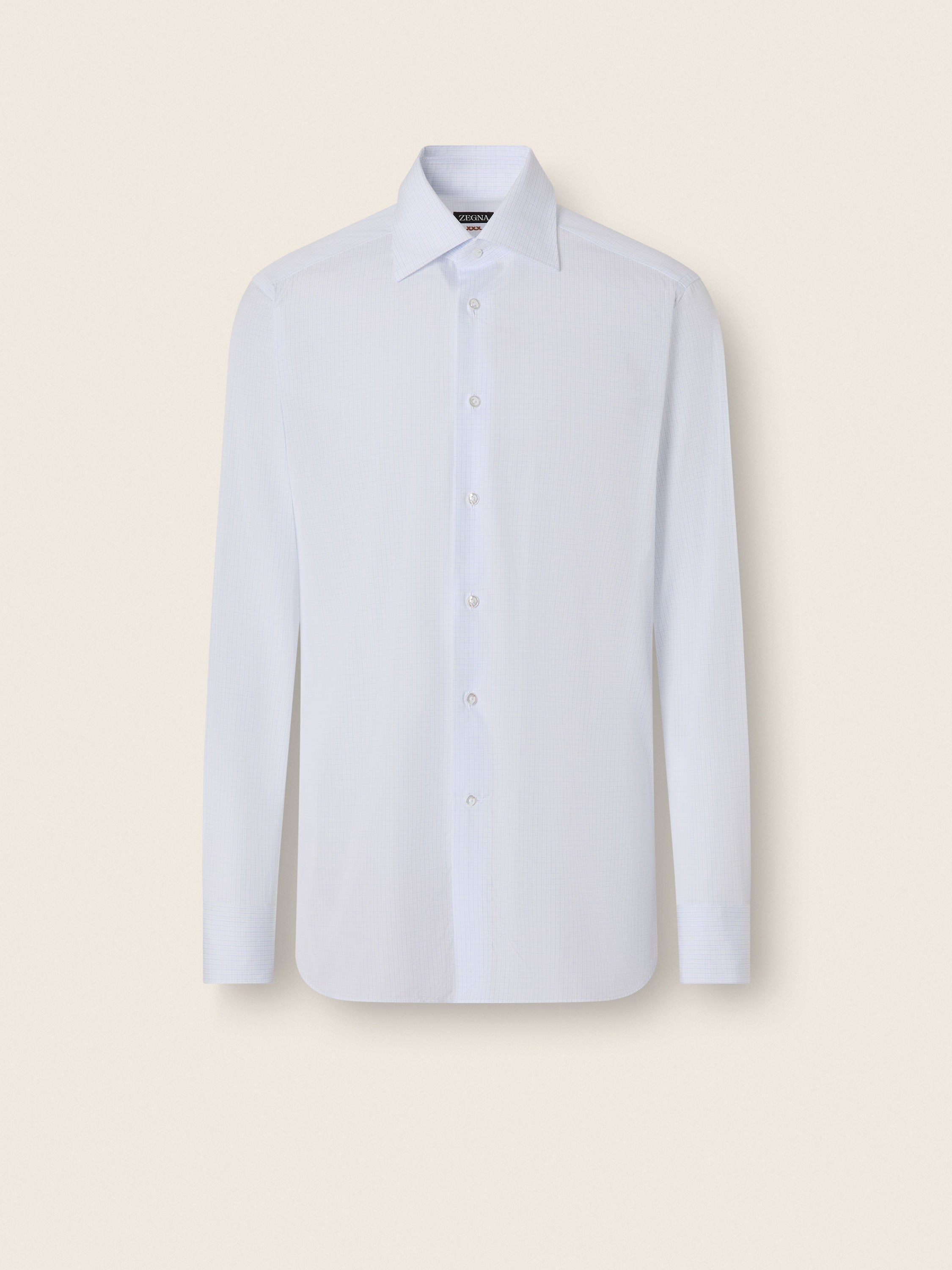 Zegna Light Blue And White Checked Cotton Shirt