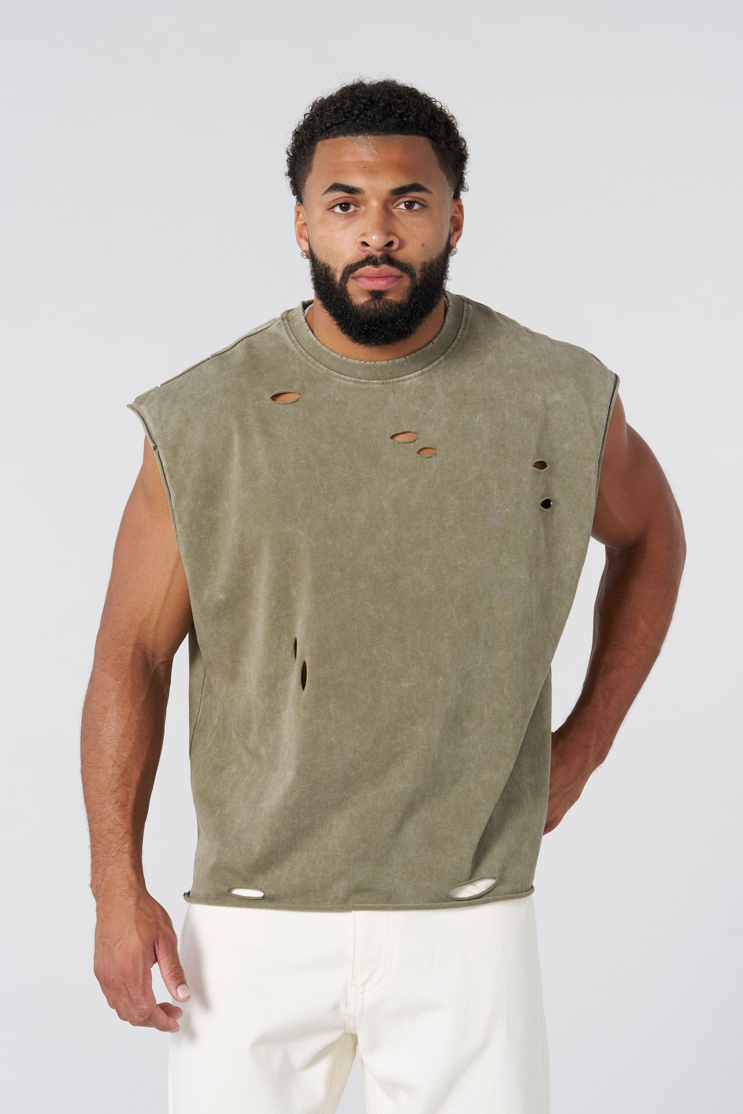 YoungLA 3022 - Anarchy Cropped Tanks Olive Wash
