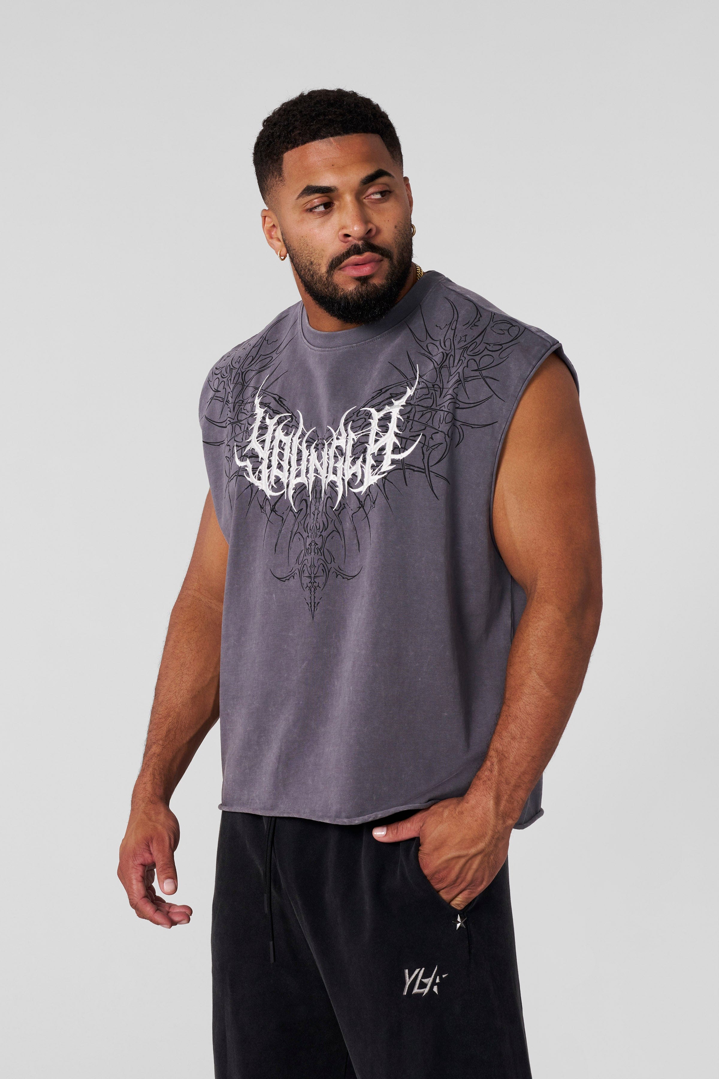 YoungLA 3027 - Dark Wave Cut-Offs Grey Wash