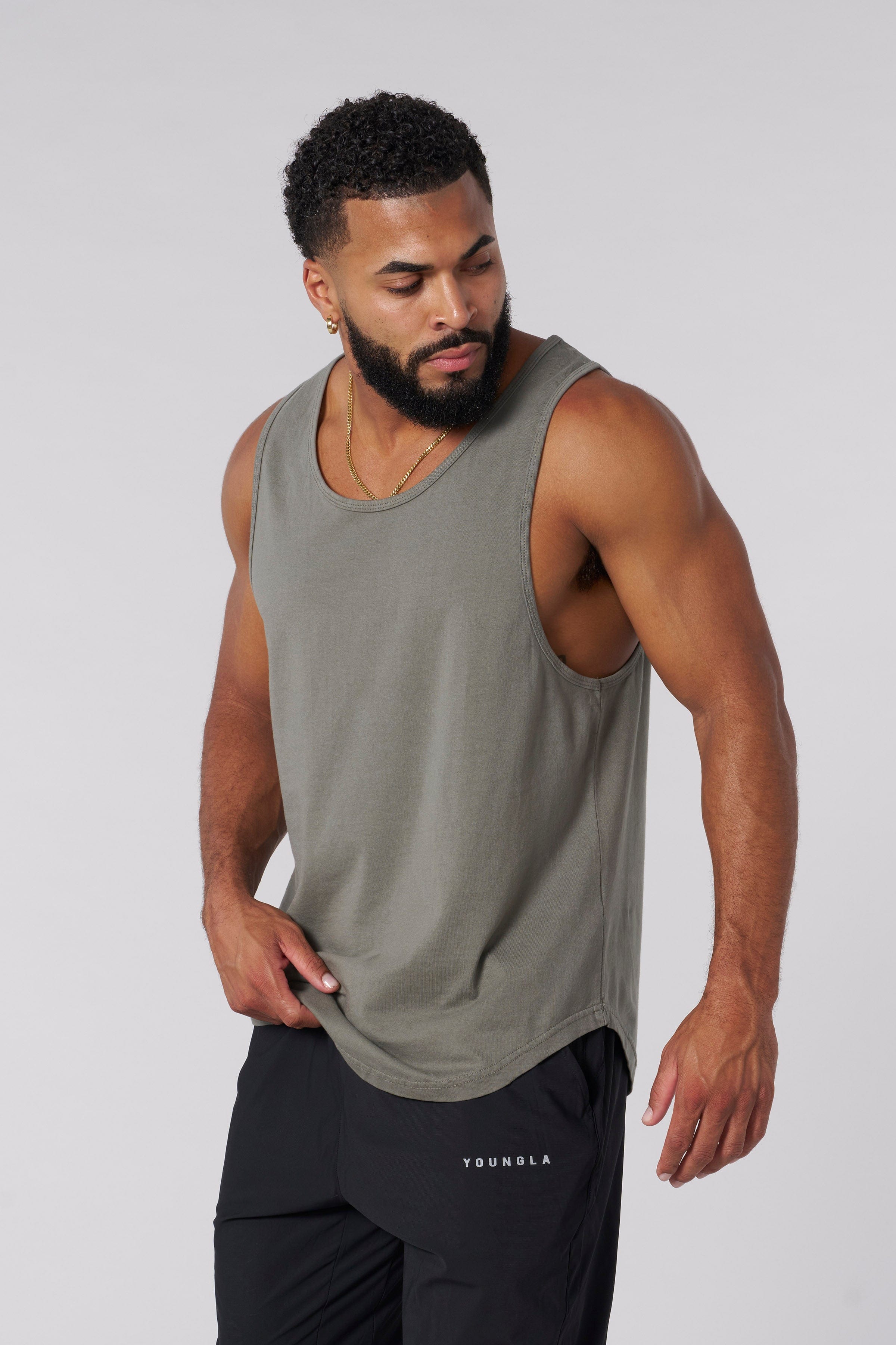 YoungLA 3029 - Metal Tag Tanks Light Grey Wash
