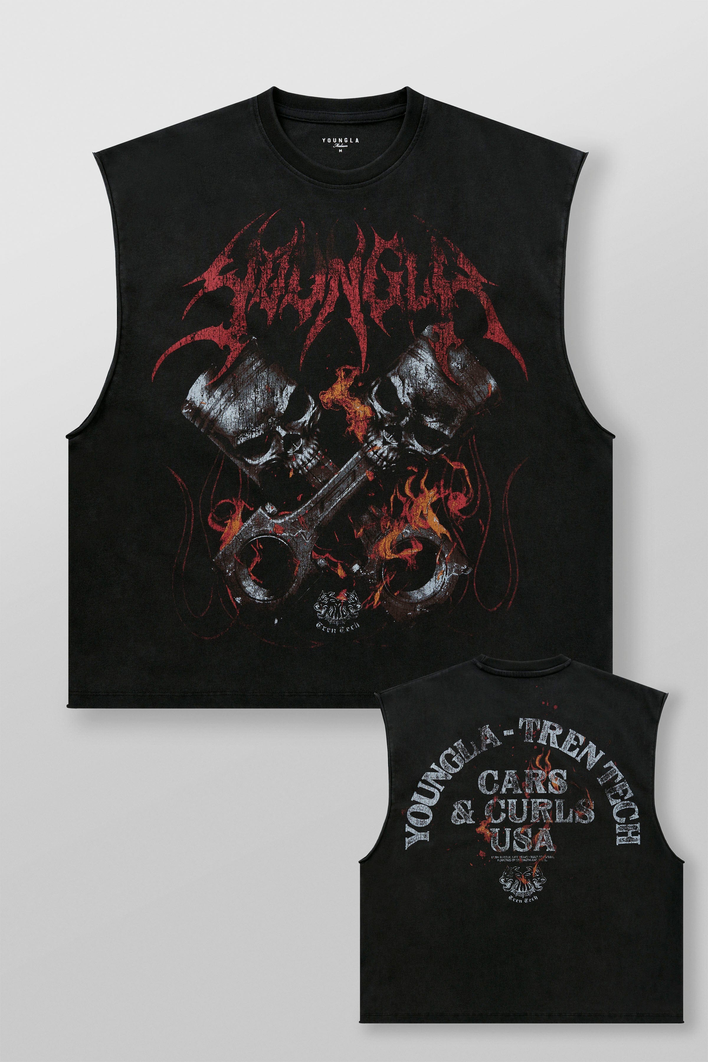 YoungLA 3032 - Cars & Curls - Cut-Offs Skull Pistons