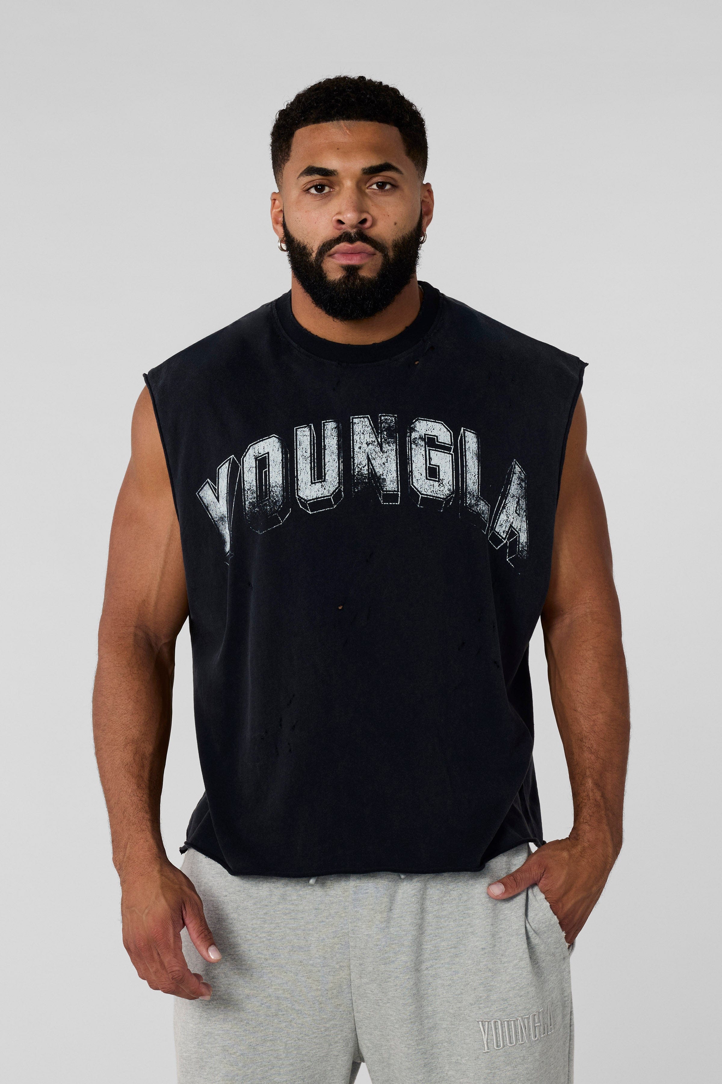 YoungLA 3054 - Scuffed Cloud Cut-offs Black Wash