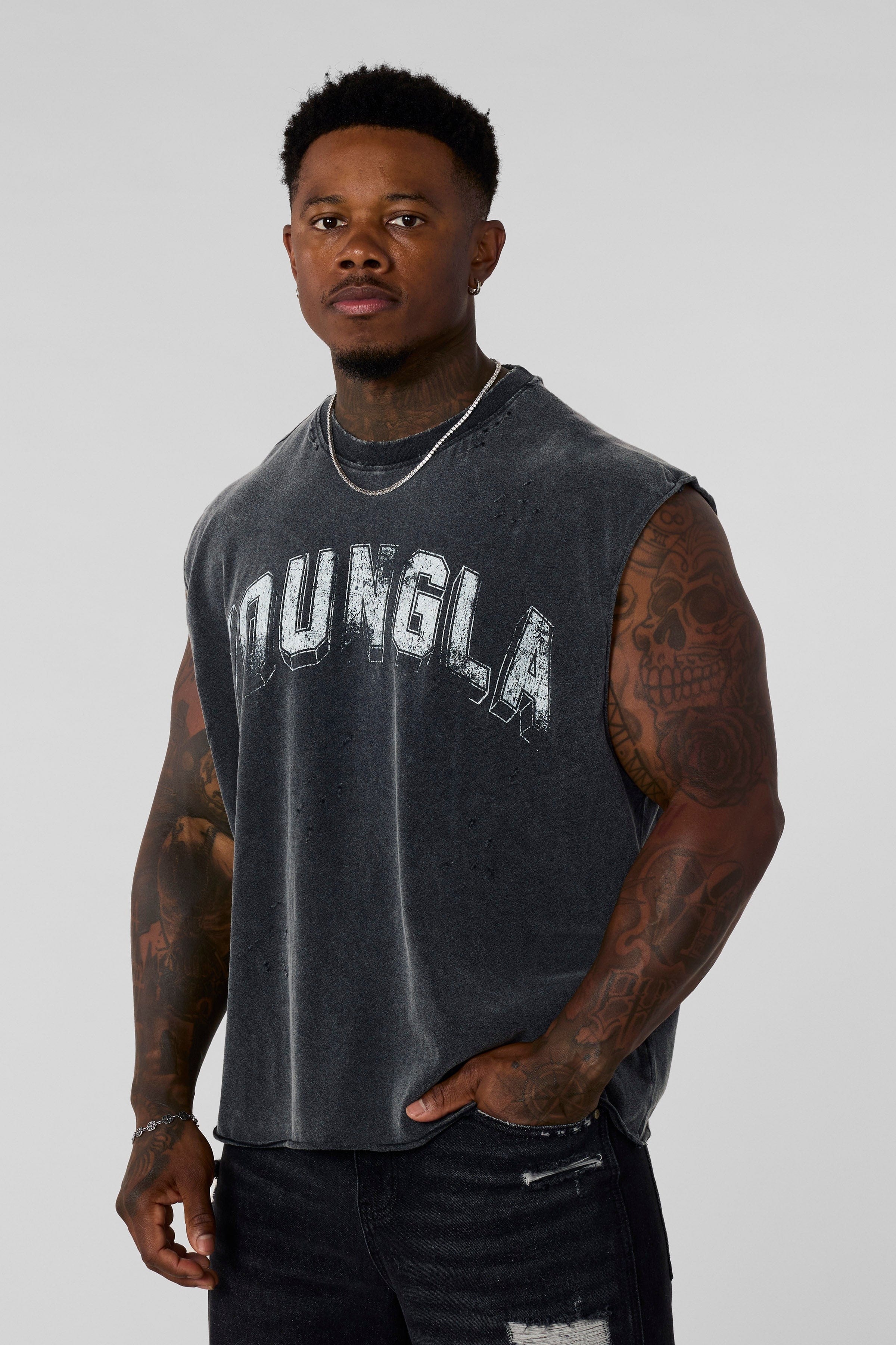 YoungLA 3054 - Scuffed Cloud Cut-offs Grey Wash