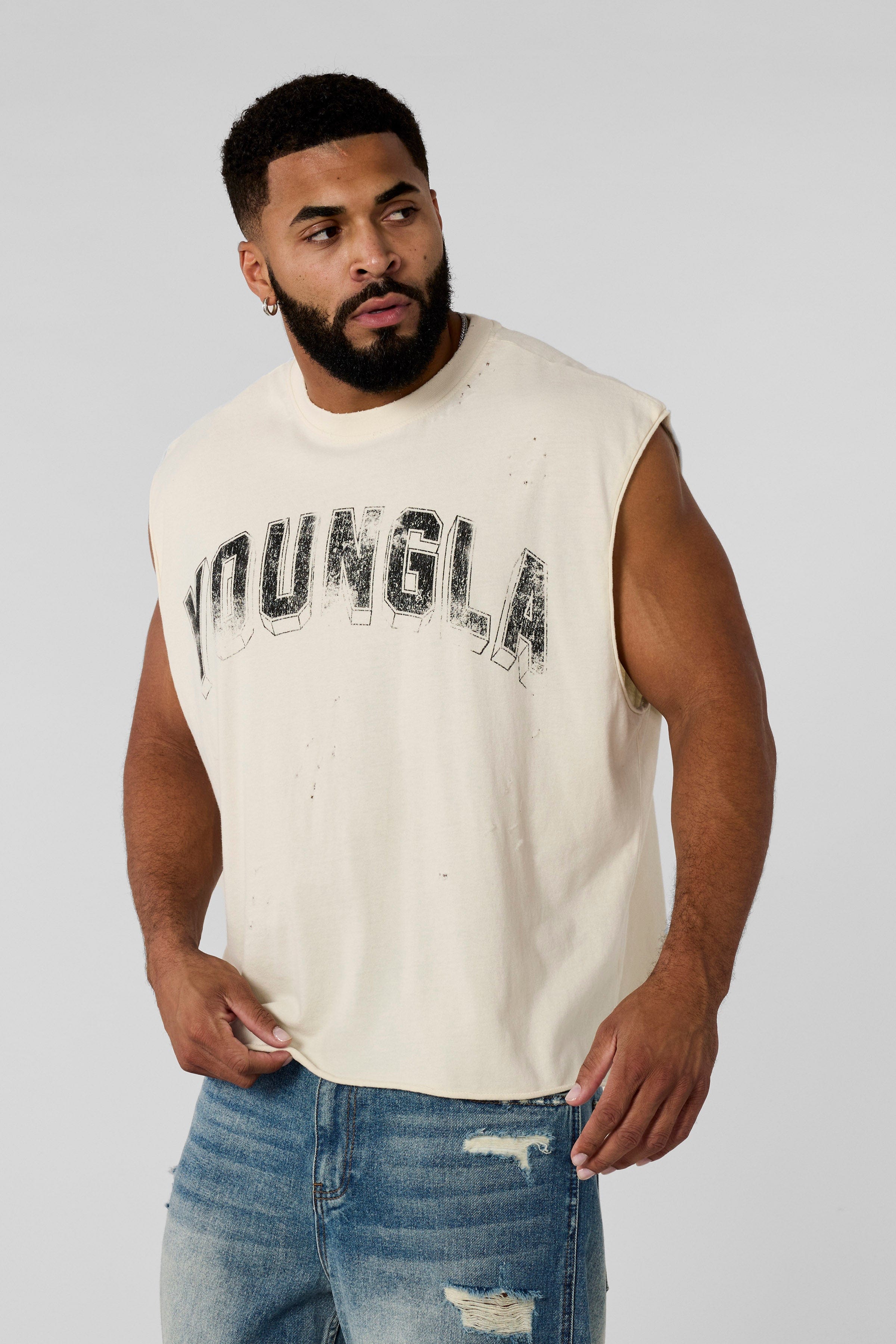 YoungLA 3054 - Scuffed Cloud Cut-offs Off-White