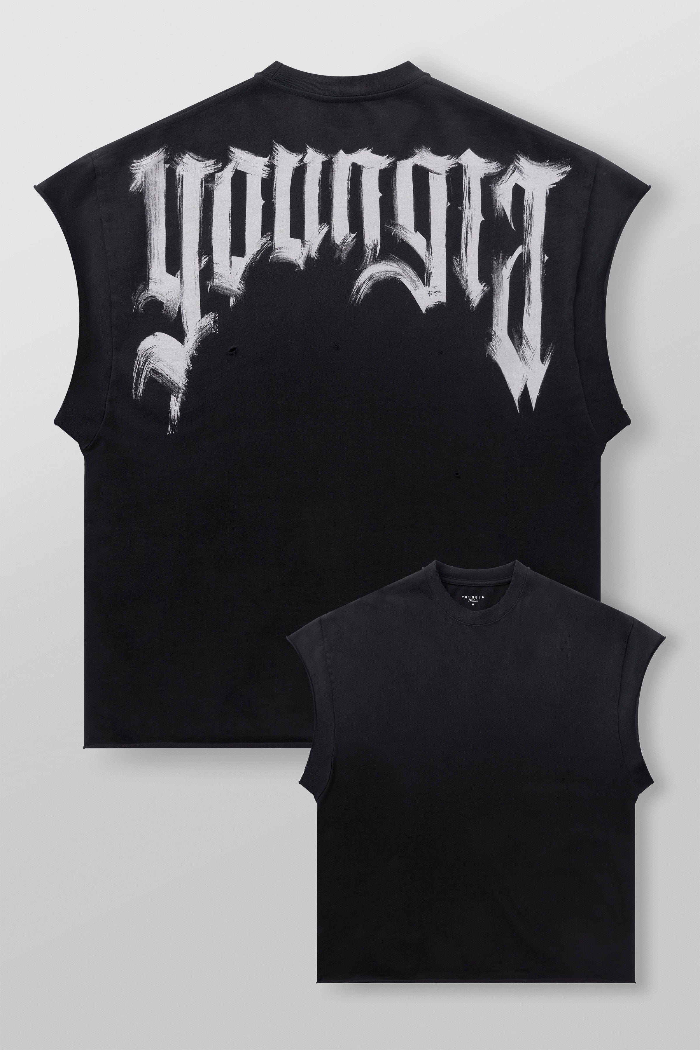 YoungLA 3056 - Drop Shoulder Cut-Offs Black Wash