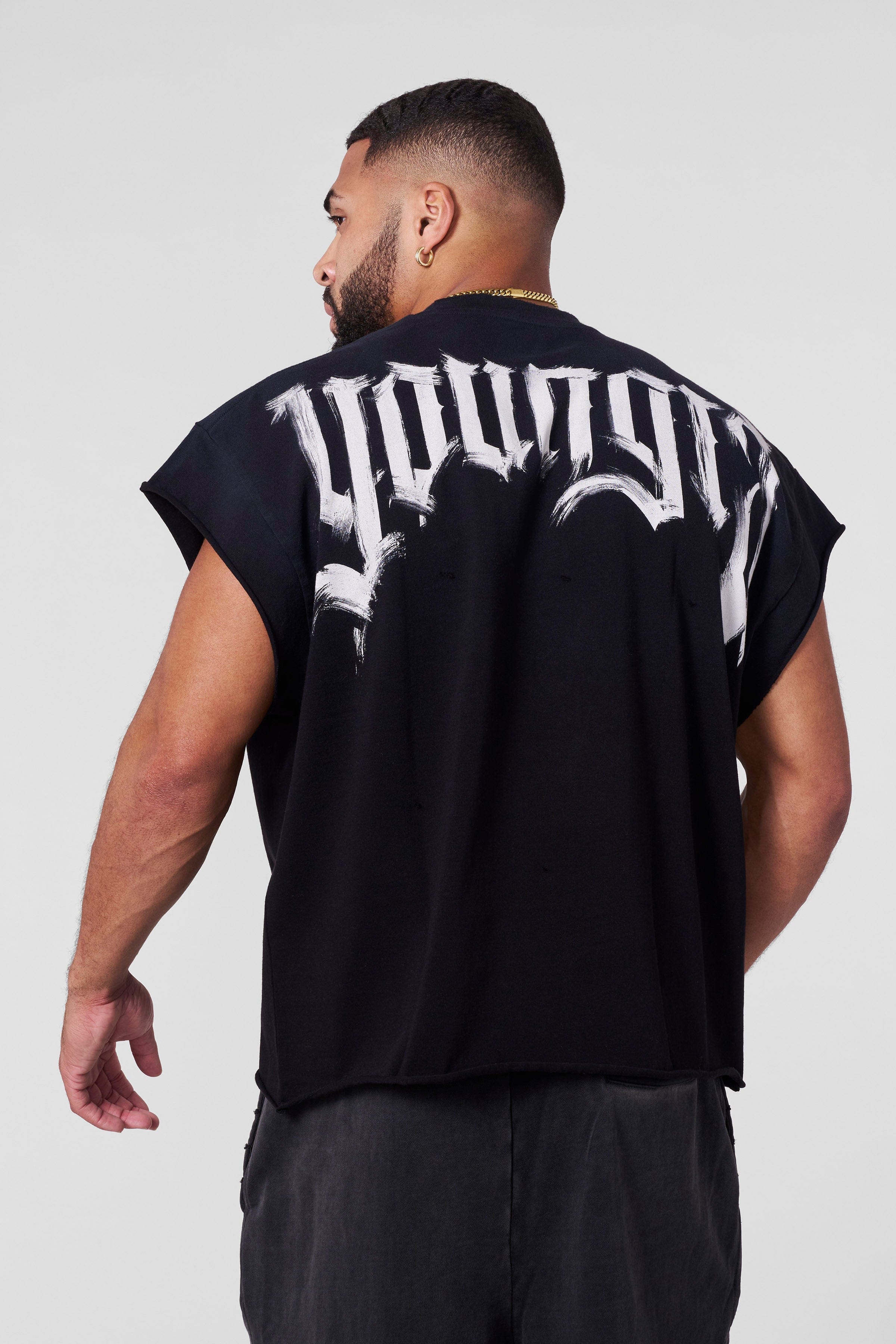 YoungLA 3056 - Drop Shoulder Cut-Offs Black Wash