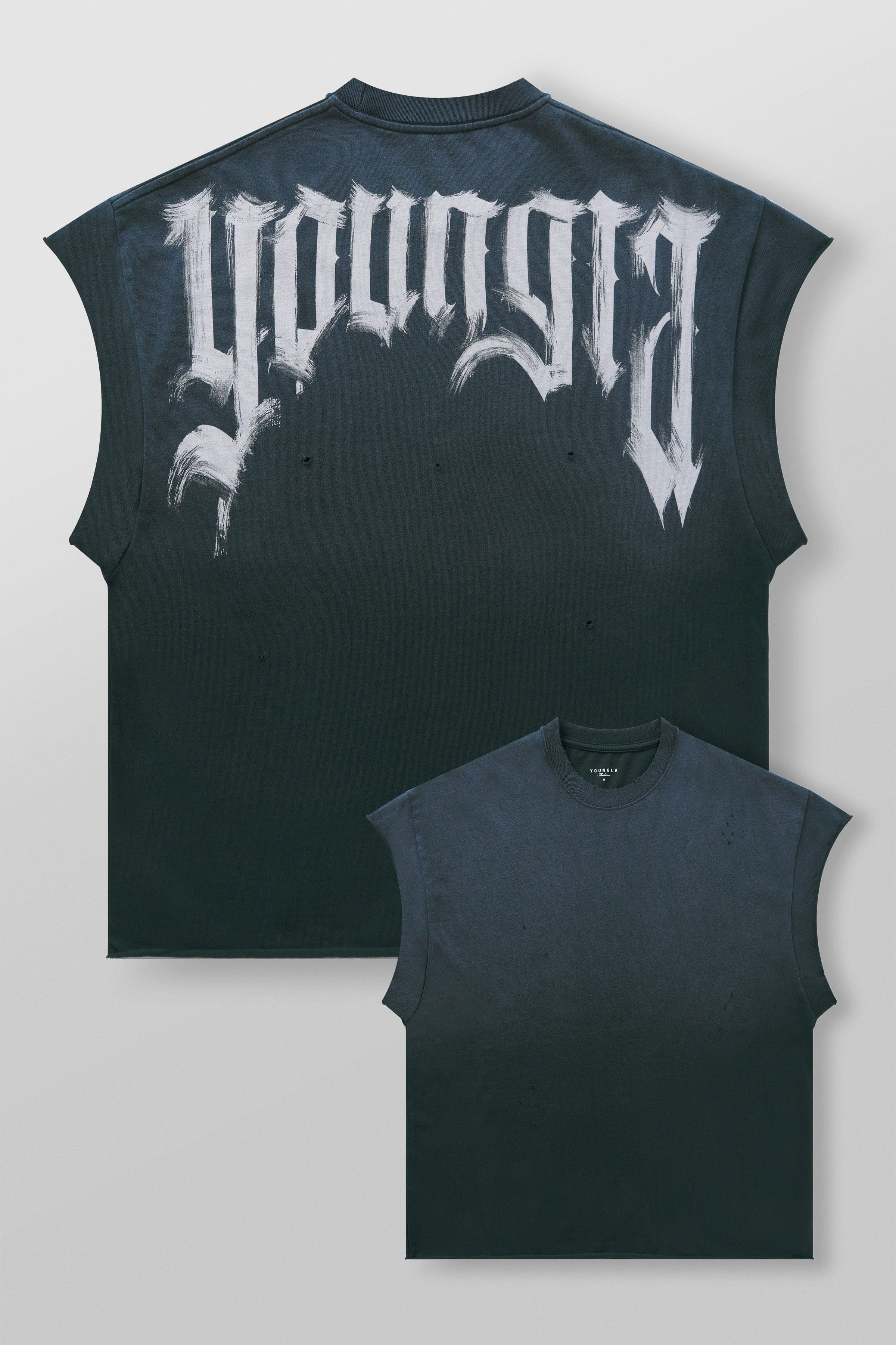 YoungLA 3056 - Drop Shoulder Cut-Offs Teal Wash