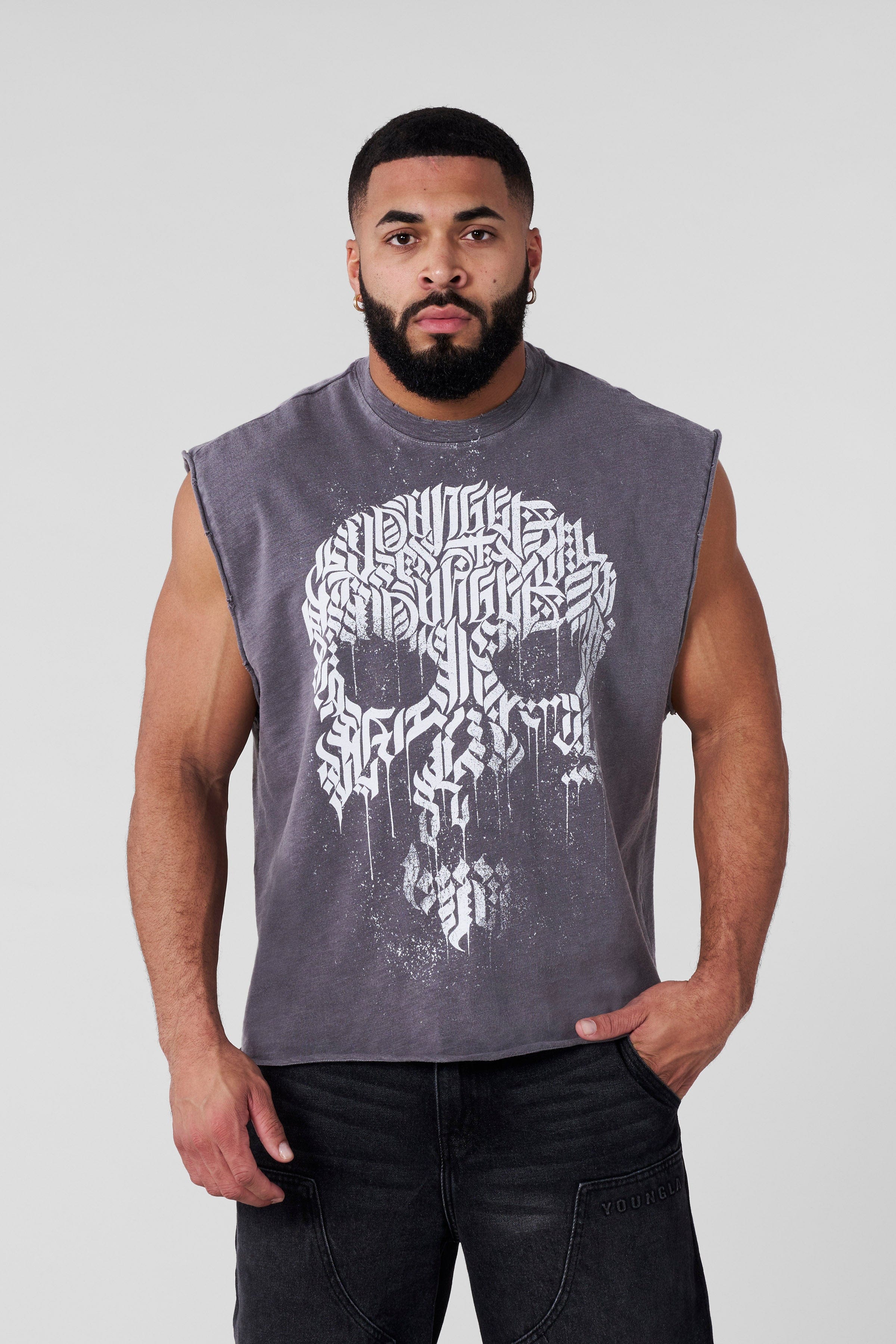 YoungLA 3058 - Slayer Slub Cut-Off Grey Wash