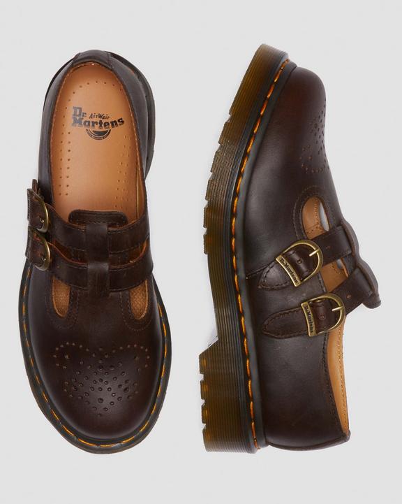 Dr Martens 8065 Crazy Horse Leather Mary Jane Shoes - Dark Brown